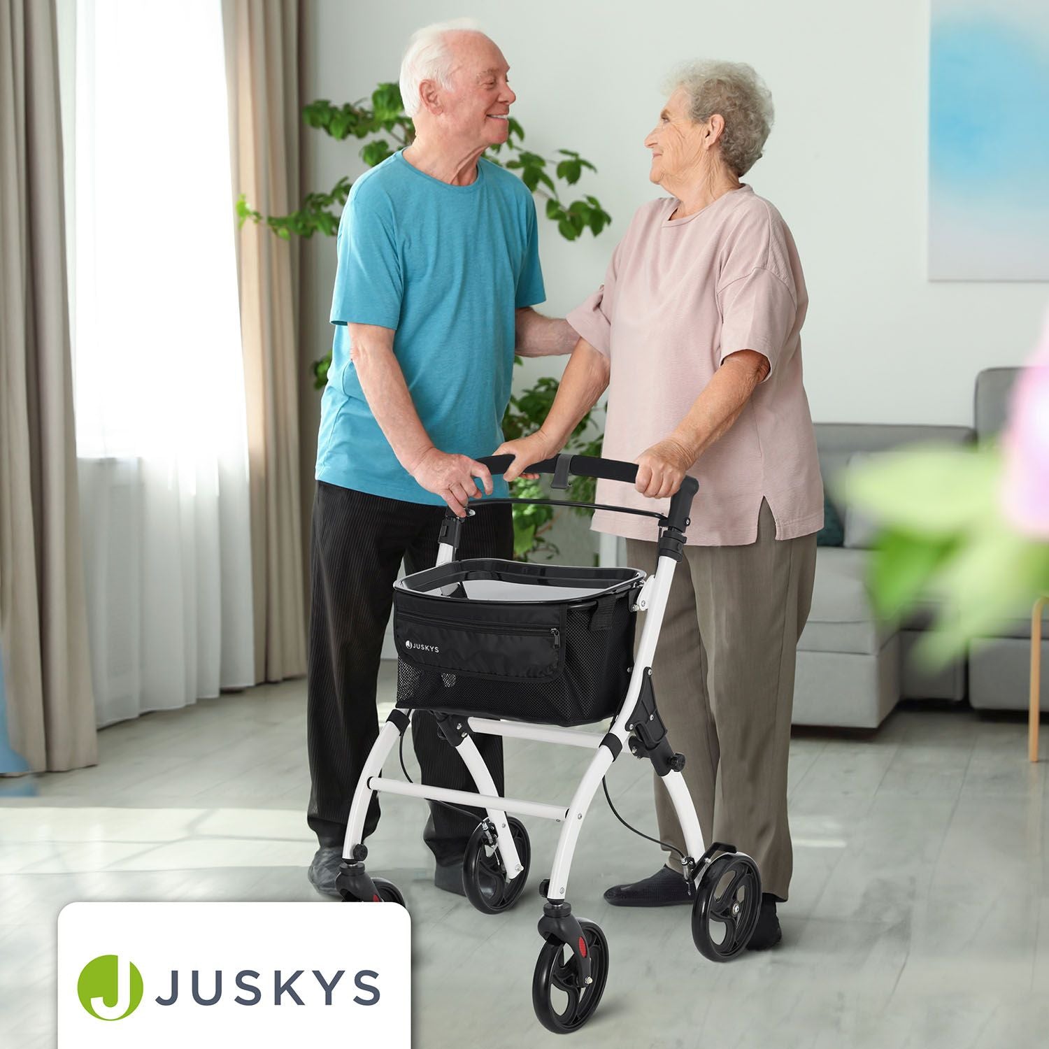 juskys-wohnungsrollator-aktiv-bordeaux-rot-alu-leichtgewicht-mit-tablett-und-tas image 7