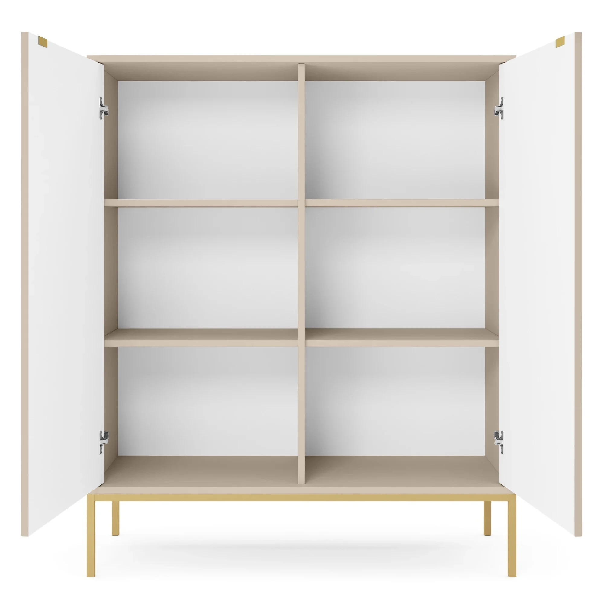 selsey-hohe-kommode-vellore-beige-mit-rillenfronten-und-goldenem-gestell image 6