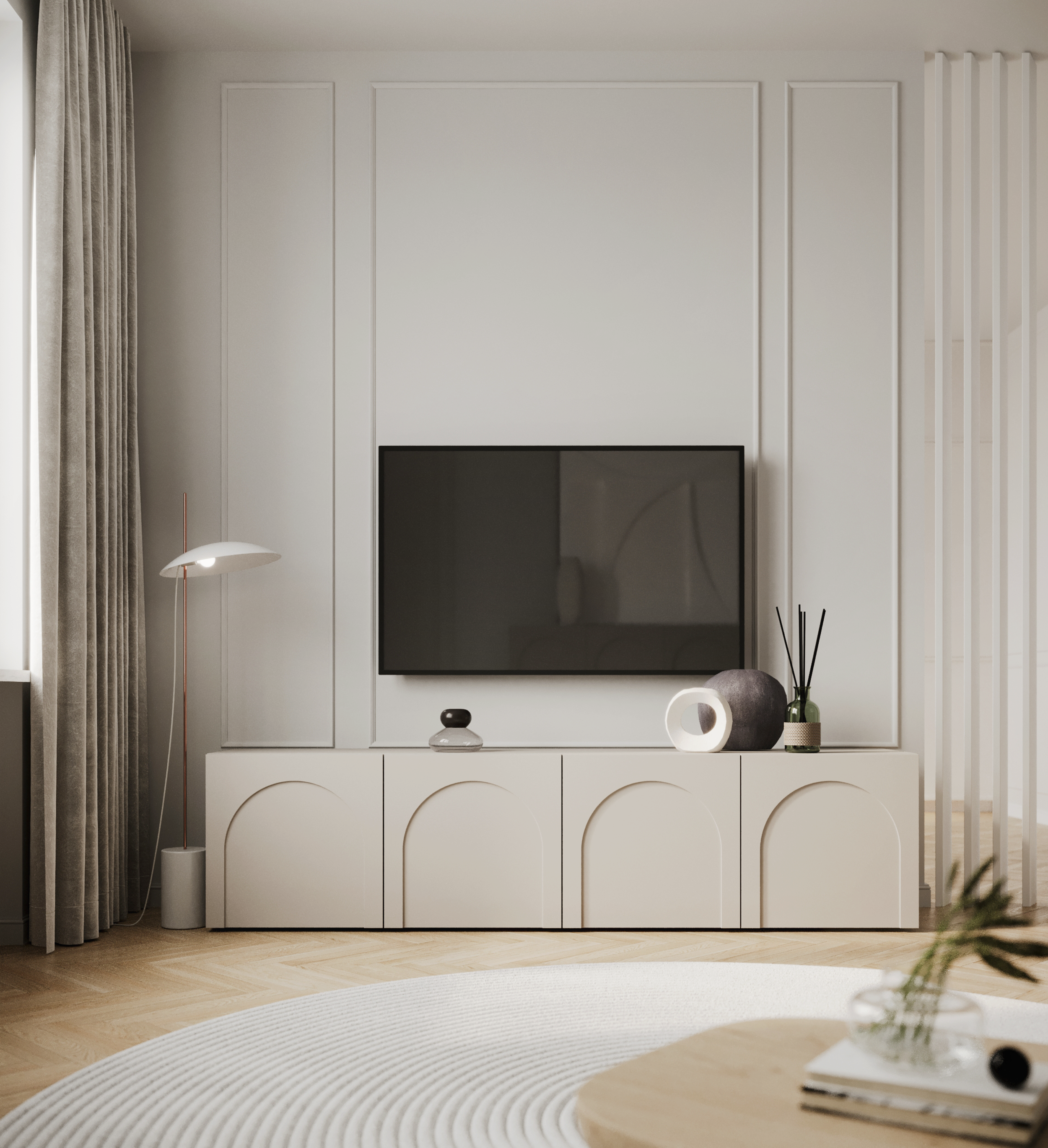 selsey-arkadia-tv-schrank-200-cm-mit-vier-t-ren-und-gefr-sten-fronten-kaschmir image 1