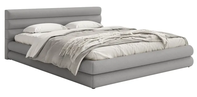 selsey-alegre-gepolstertes-bett-160x200-cm-mit-bettkasten-hellgraue-chenille-met image 1