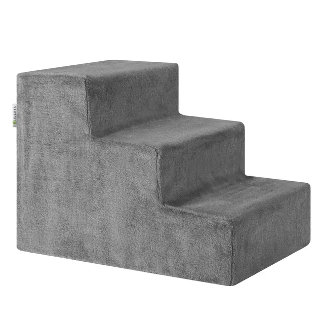 juskys-haustiertreppe-timmy-mit-3-stufen-hundetreppe-katzen-treppe-pl-sch-grau-3 image 1