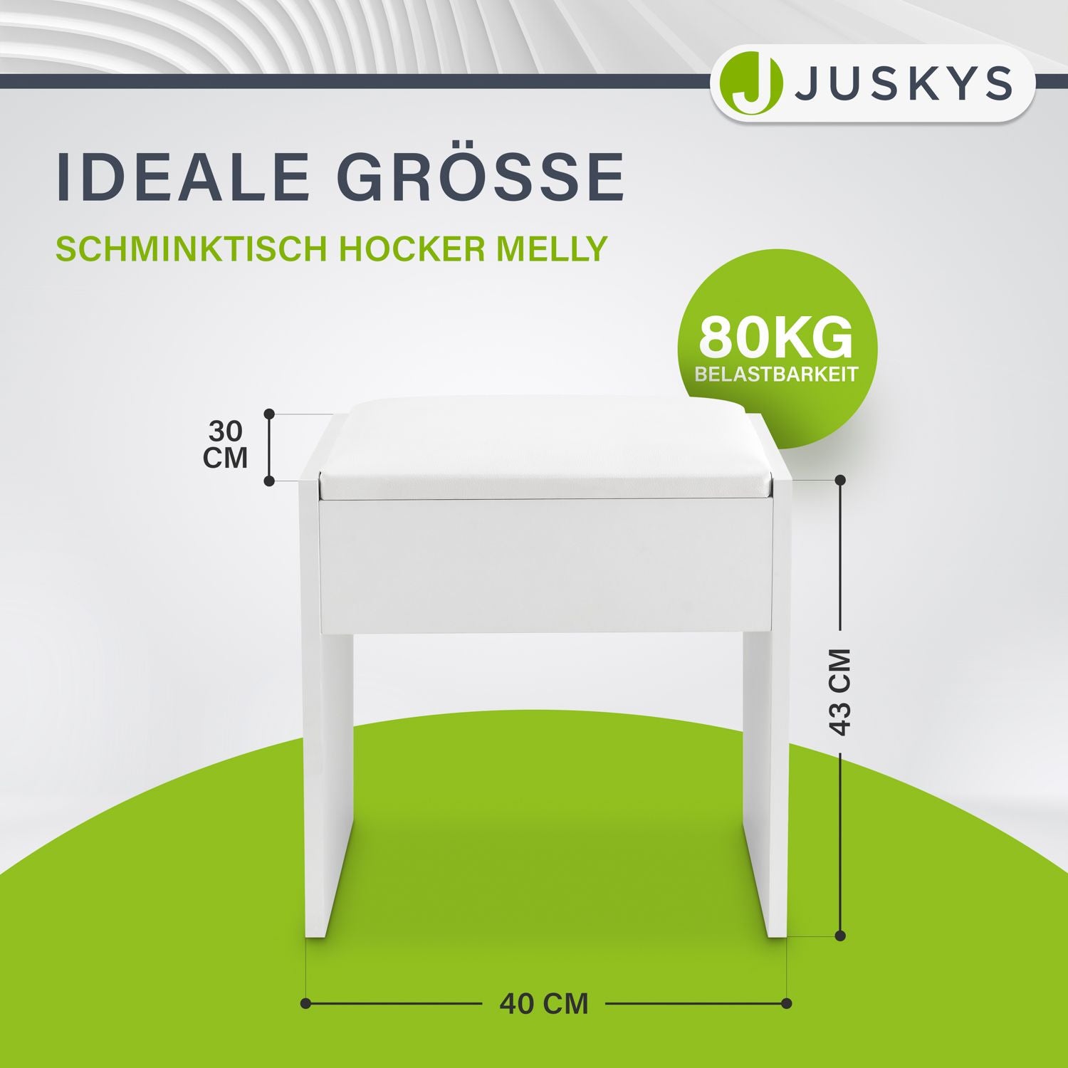 juskys-schminktisch-hocker-melly-sitzhocker-wei-mit-kunstleder-kissen image 2