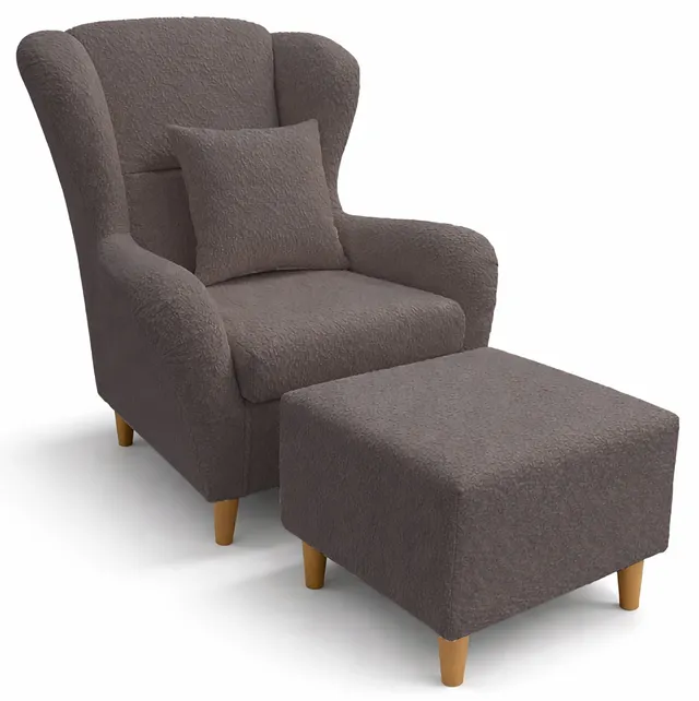 selsey-teddlo-ohrensessel-mit-fu-hocker-graubrauner-chenille-buchenholzf-e image 1