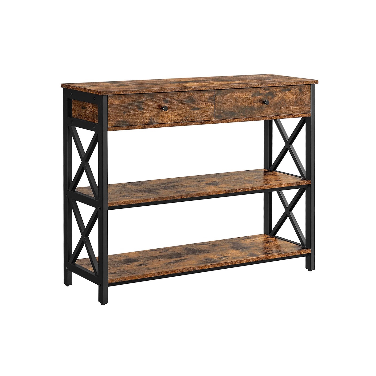 vasagle-konsolentisch-industriestil-mit-2-schubladen-100-x-33-x-80-cm image 1