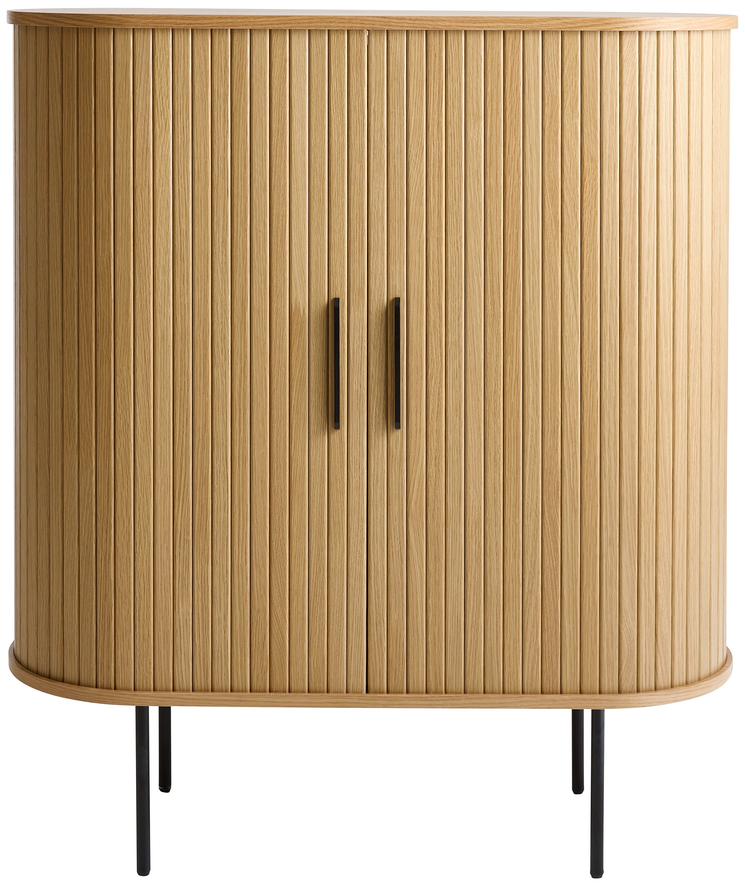 selsey-gativel-hohe-kommode-100-cm-mit-glashaltern-lamellen-eiche-natur image 2