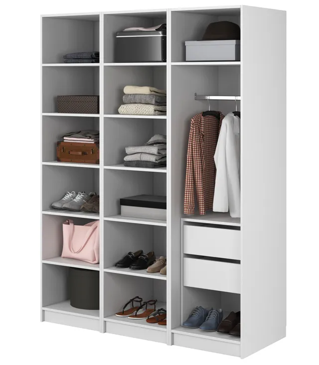 selsey-kaspe-garderobe-150-cm-wei-mit-stange-schubladen-und-doppel-regalen image 1