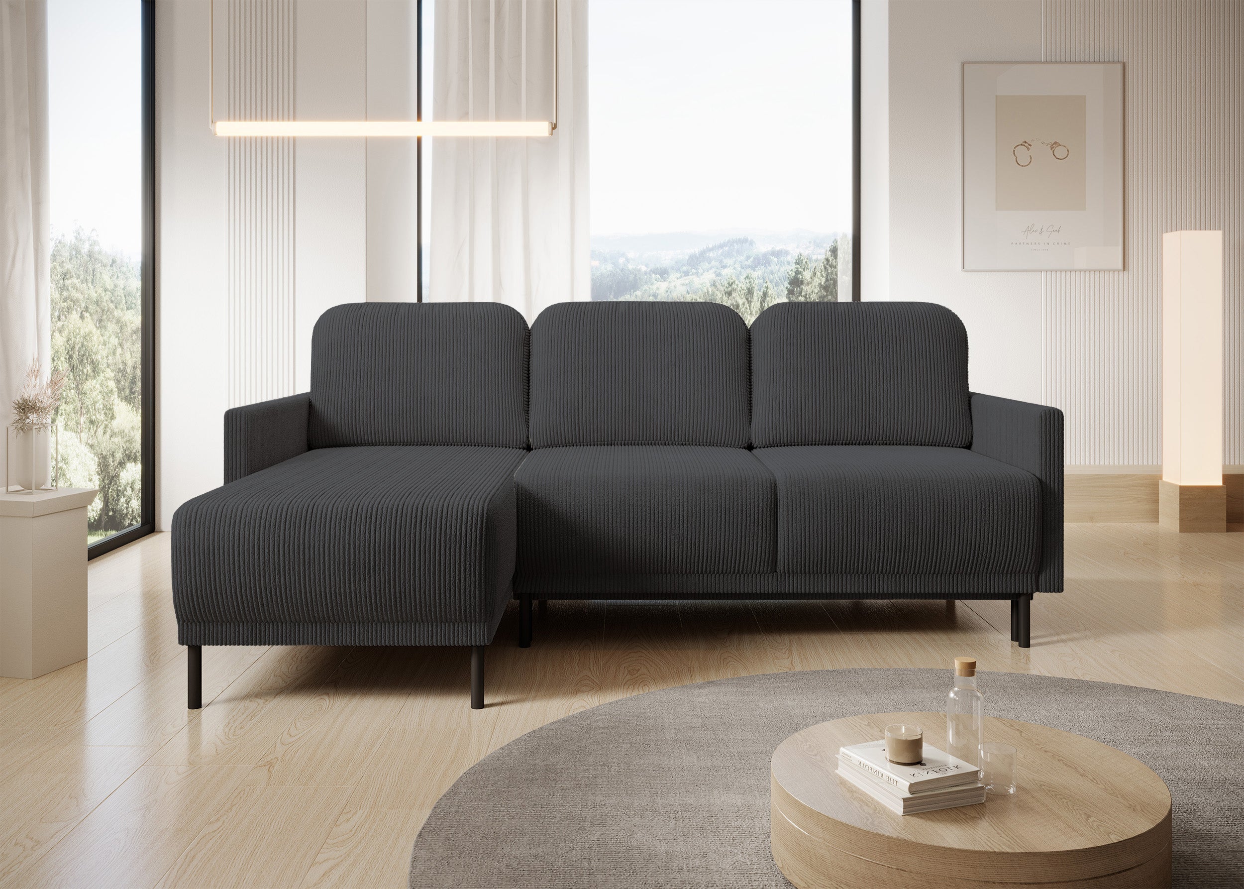 selsey-hamiel-ausziehbare-eckcouch-l-form-mit-stauraum-blau-grau-cord image 2