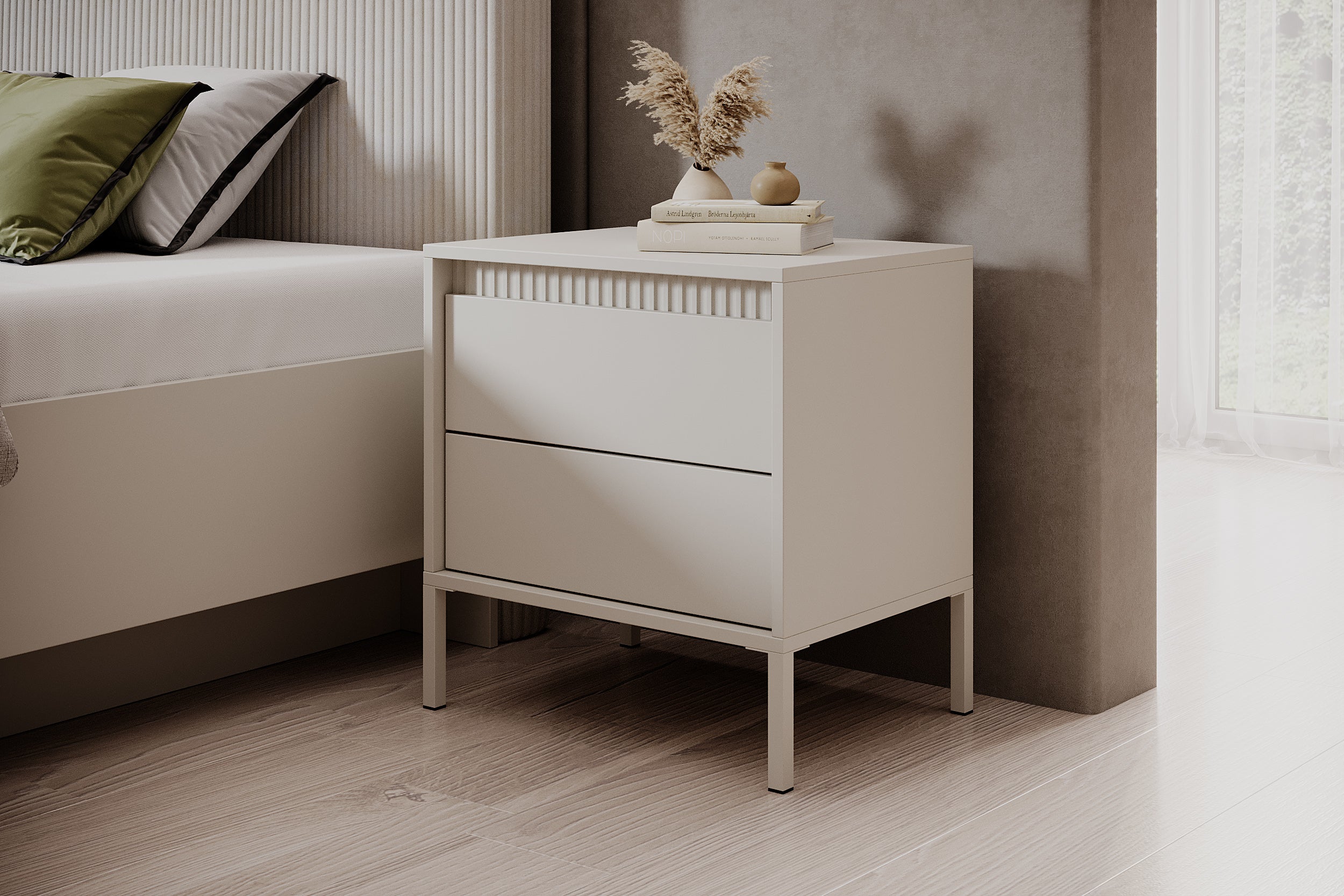 selsey-falsetto-nachttisch-mit-geriffelten-fronten-68-cm-beige-mit-schublade image 2