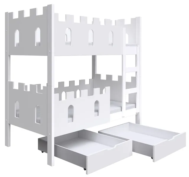 selsey-castelo-etagenbett-75x180-cm-mit-matratzen-und-schubladen-wei image 1