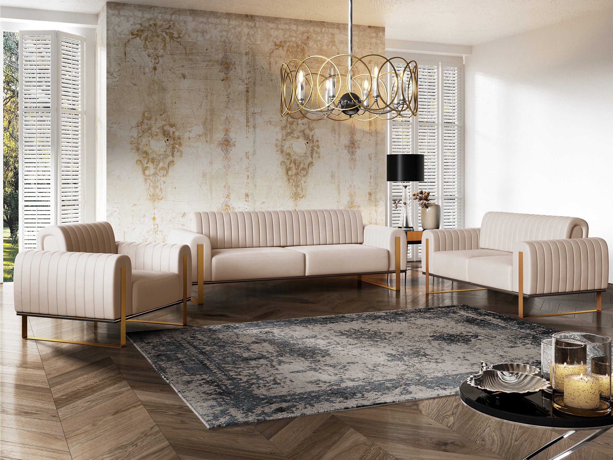 selsey-parissa-schalensessel-beige-samt-mit-goldenen-beinen image 3