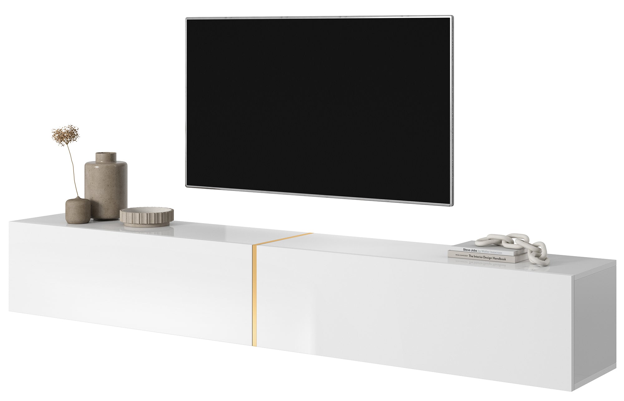 selsey-bisira-tv-schrank-200-cm-wei-mit-goldenem-einsatz image 1