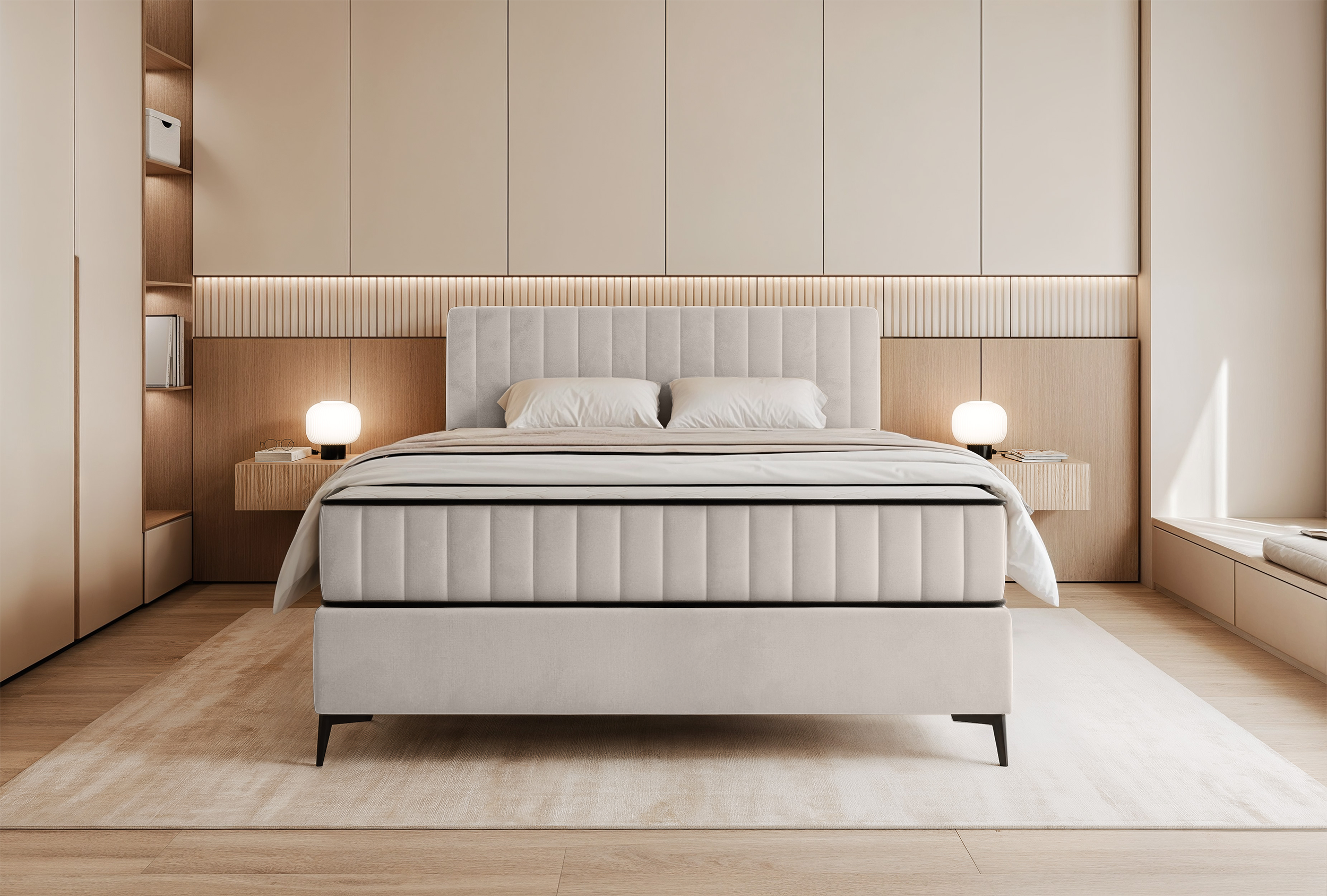 selsey-mufasso-kontinentalbett-140x200-cm-hellbeiger-velours-mit-stauraum image 3
