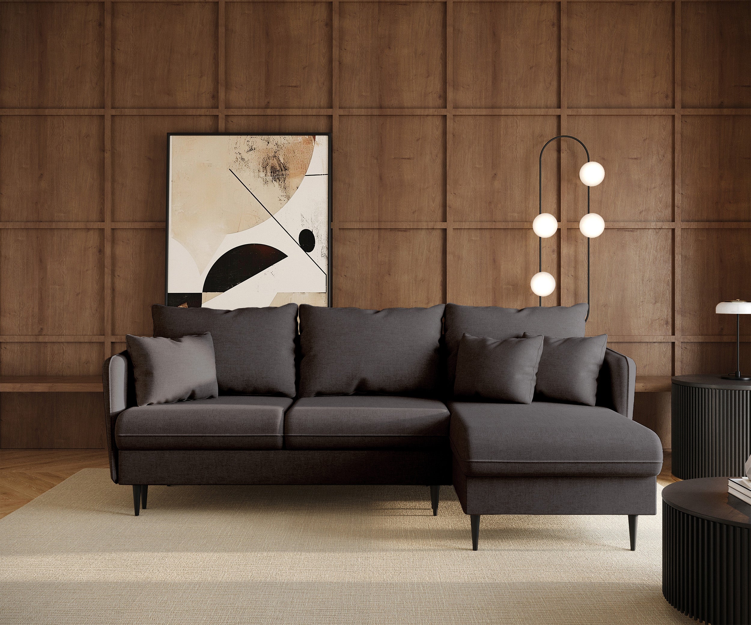 selsey-volio-ecksofa-mit-schlaffunktion-l-form-dunkelgrau-chenille-schwarze-bein image 2
