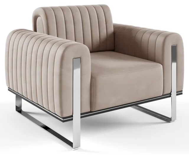 selsey-parissa-schalensitz-sessel-hellbeige-samt-chrombeine image 1