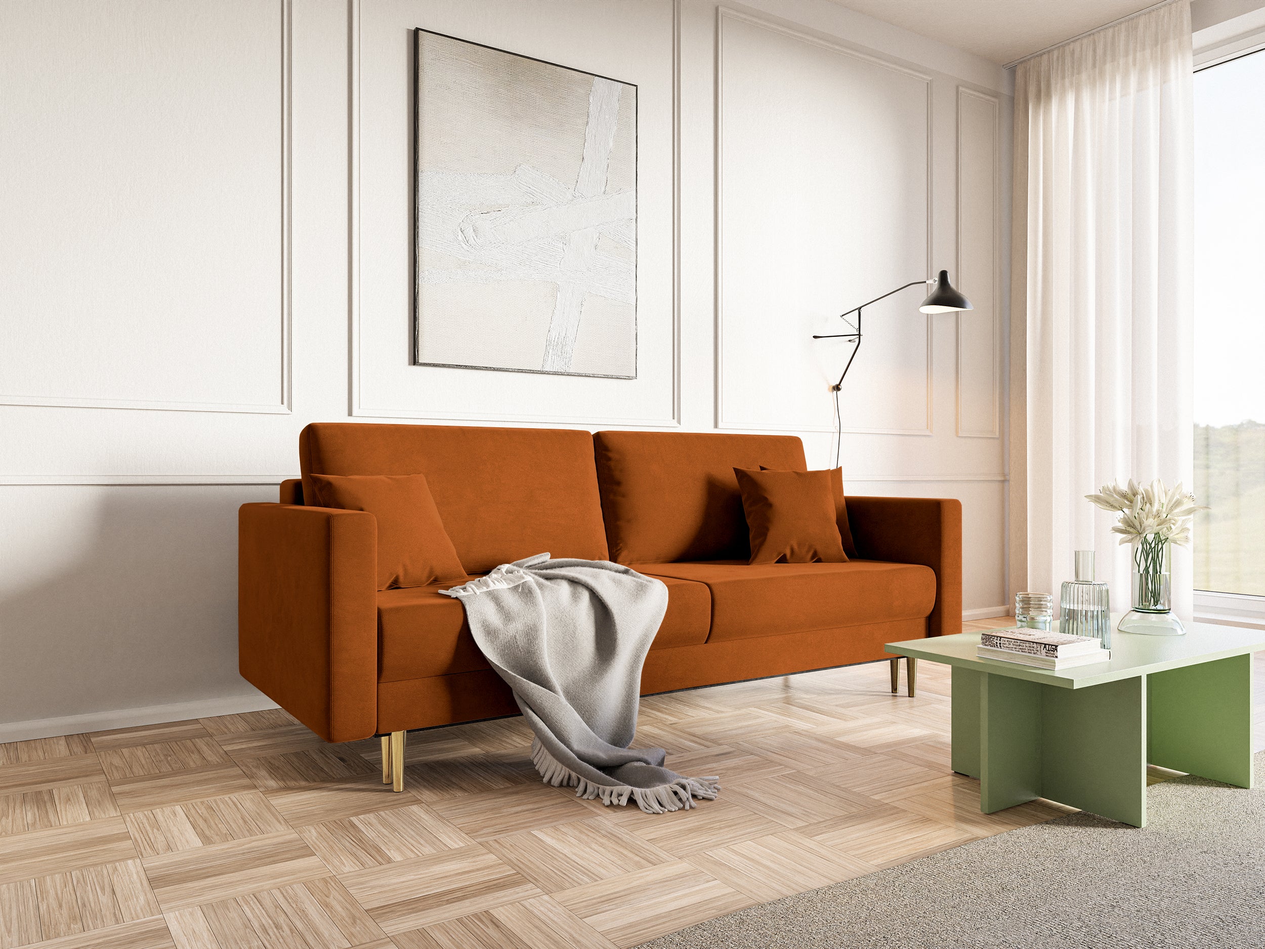 selsey-valico-dreisitziges-ausklappbares-sofa-kupferfarbener-samt-wasserabweisen image 6