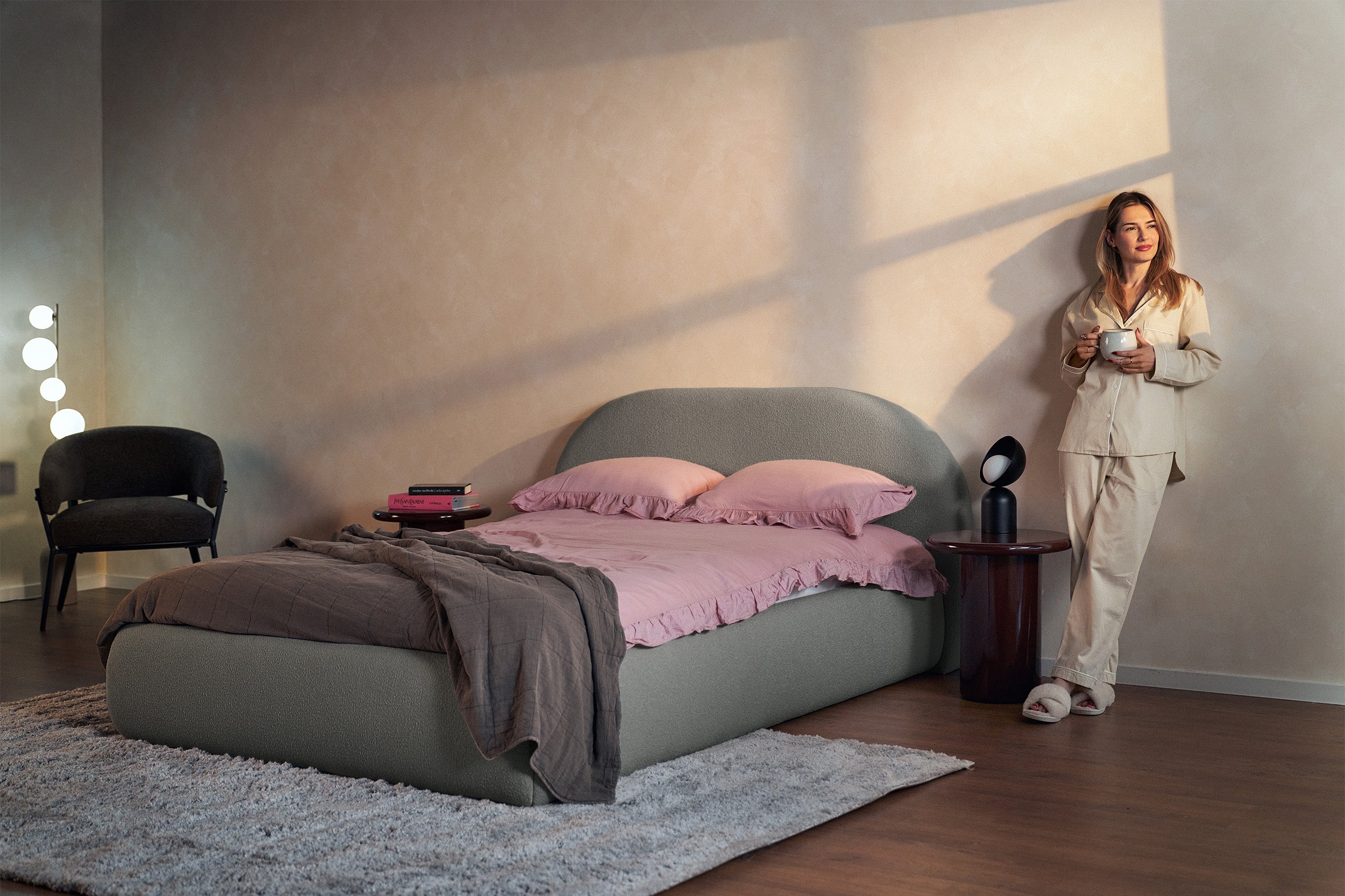 selsey-buvio-polsterbett-160x200-cm-mit-stauraum-grau-boucl image 2