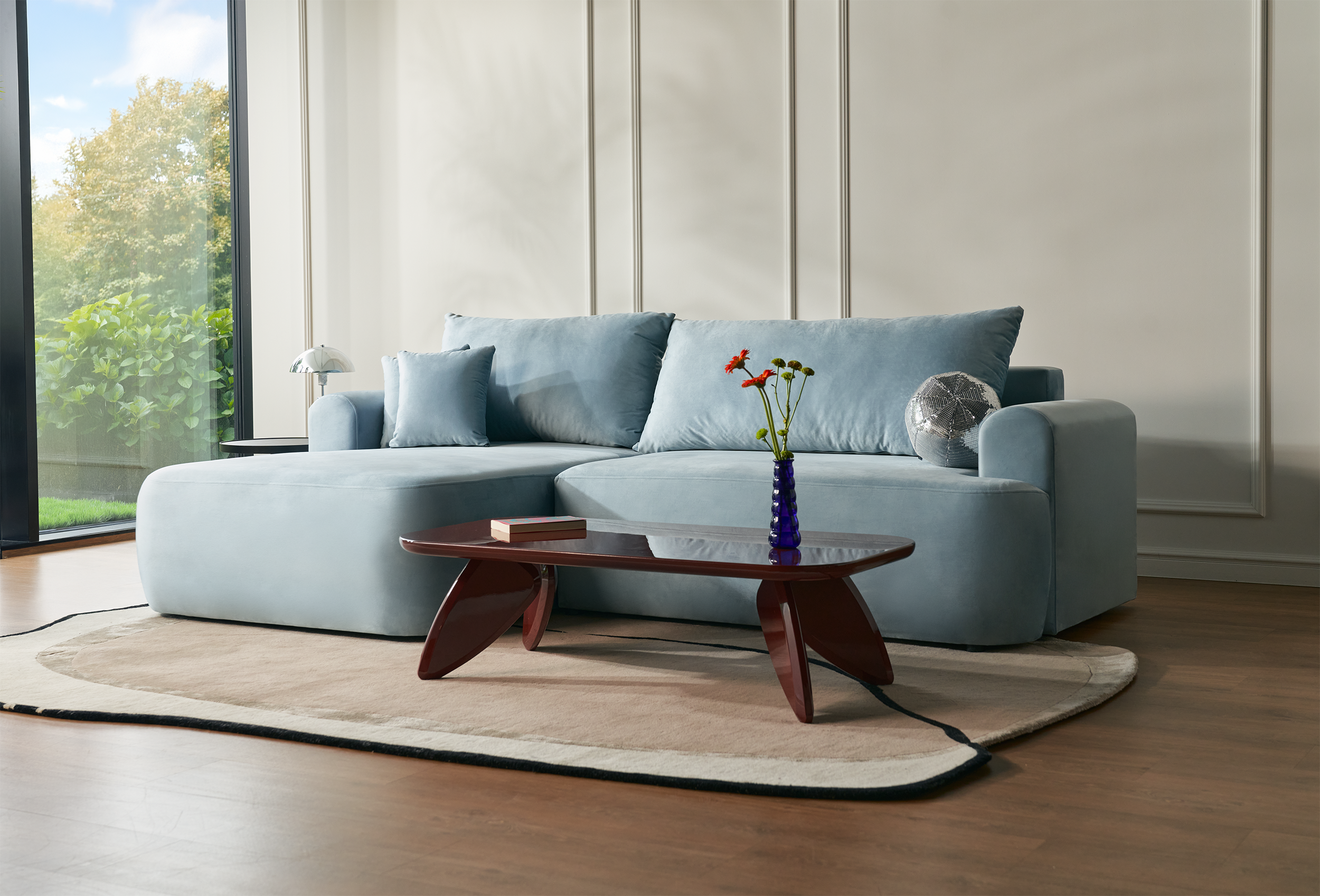 selsey-ovo-ecksofa-mit-schlaffunktion-l-form-links-mit-stauraum-hellblauer-samt image 3