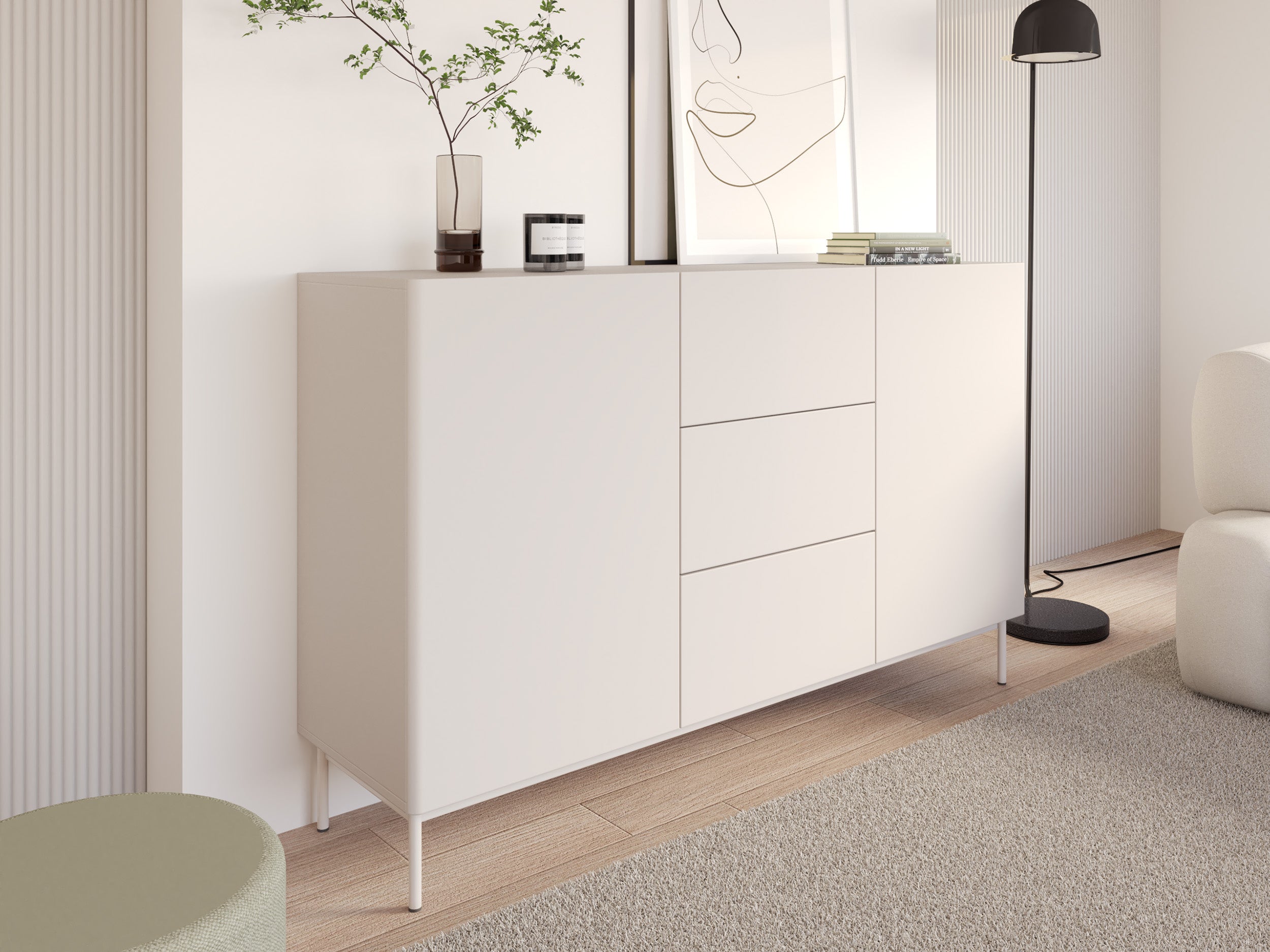 selsey-olio-kommode-160-cm-kaschmir-2-t-rig-mit-3-schubladen image 2