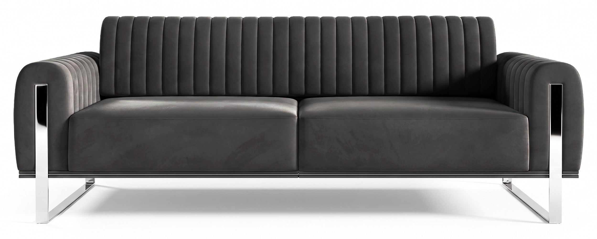 selsey-parissa-3-sitzer-sofa-dunkelgrauer-samt-mit-chrombeinen image 1