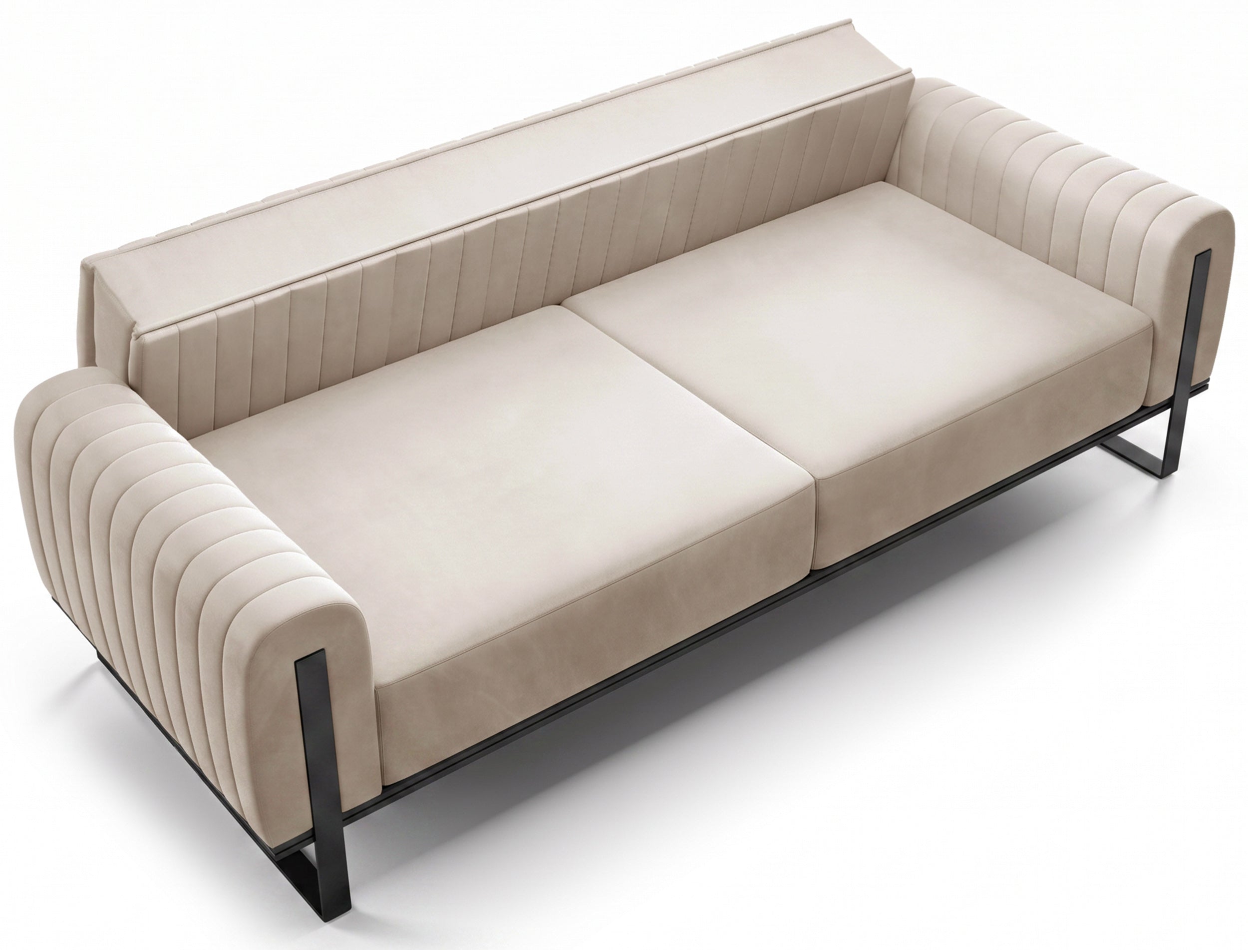 selsey-parissa-dreisitziges-sofa-hellbeiger-samt-schwarze-beine image 5