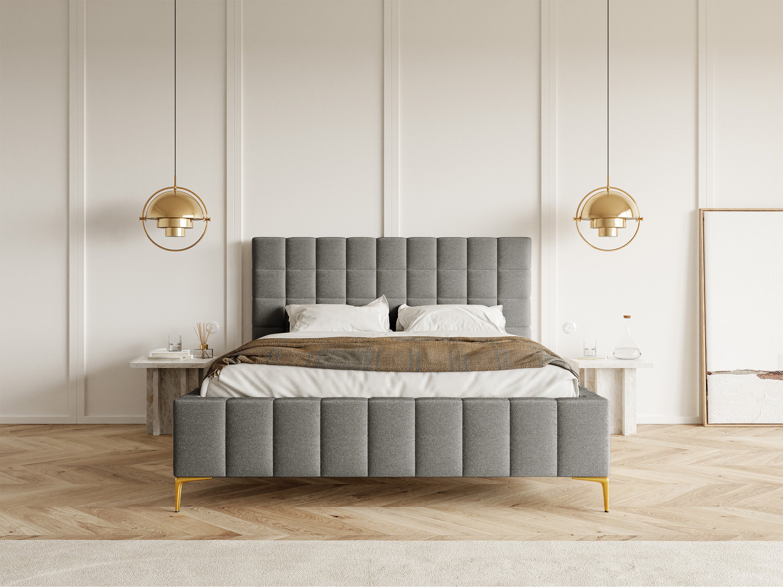 selsey-polsterbett-szejlo-140x200-cm-mit-stauraum-metallrahmen-grauer-chenille image 2
