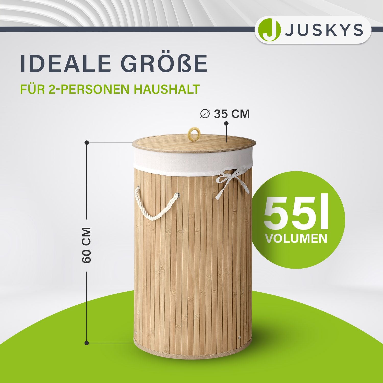 juskys-curly-round-bambus-w-schekorb-55-liter-natur-mit-deckel image 2
