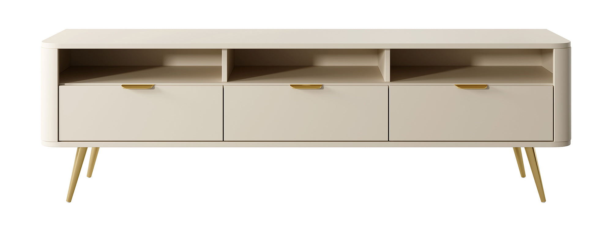 selsey-oval-tv-schrank-160-cm-sandbeige-mit-3-nischen-und-3-schubladen image 4