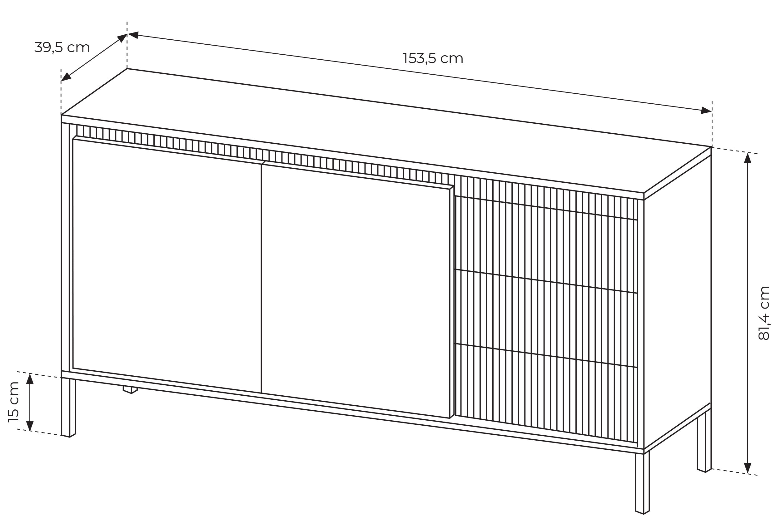 selsey-falsetto-kommode-154-cm-zweit-rig-mit-3-schubladen-gerillt-schwarz image 8