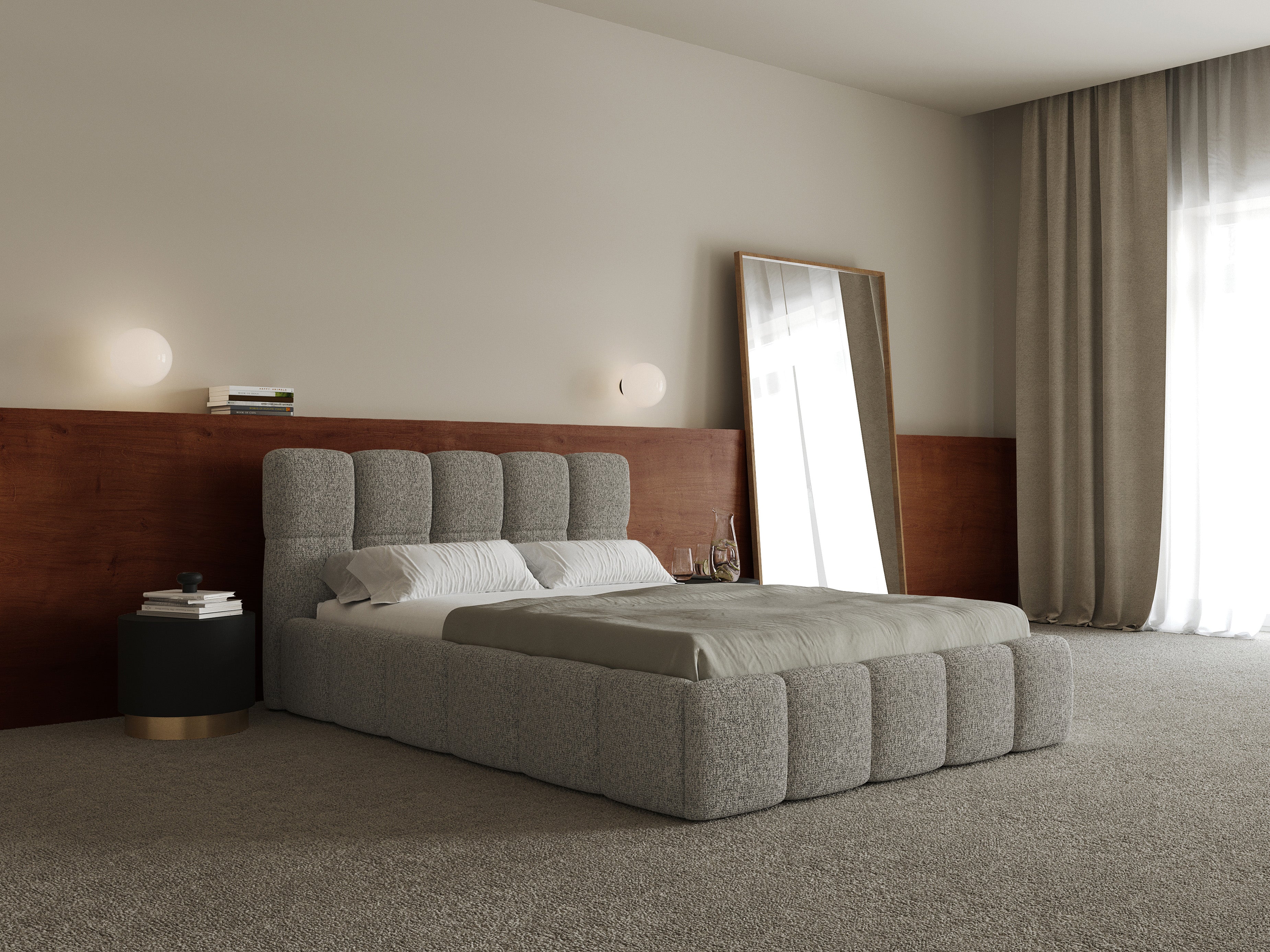 selsey-cloudy-polsterbett-140x200-cm-dunkelbeige-webmuster-mit-holzlattenrost image 2