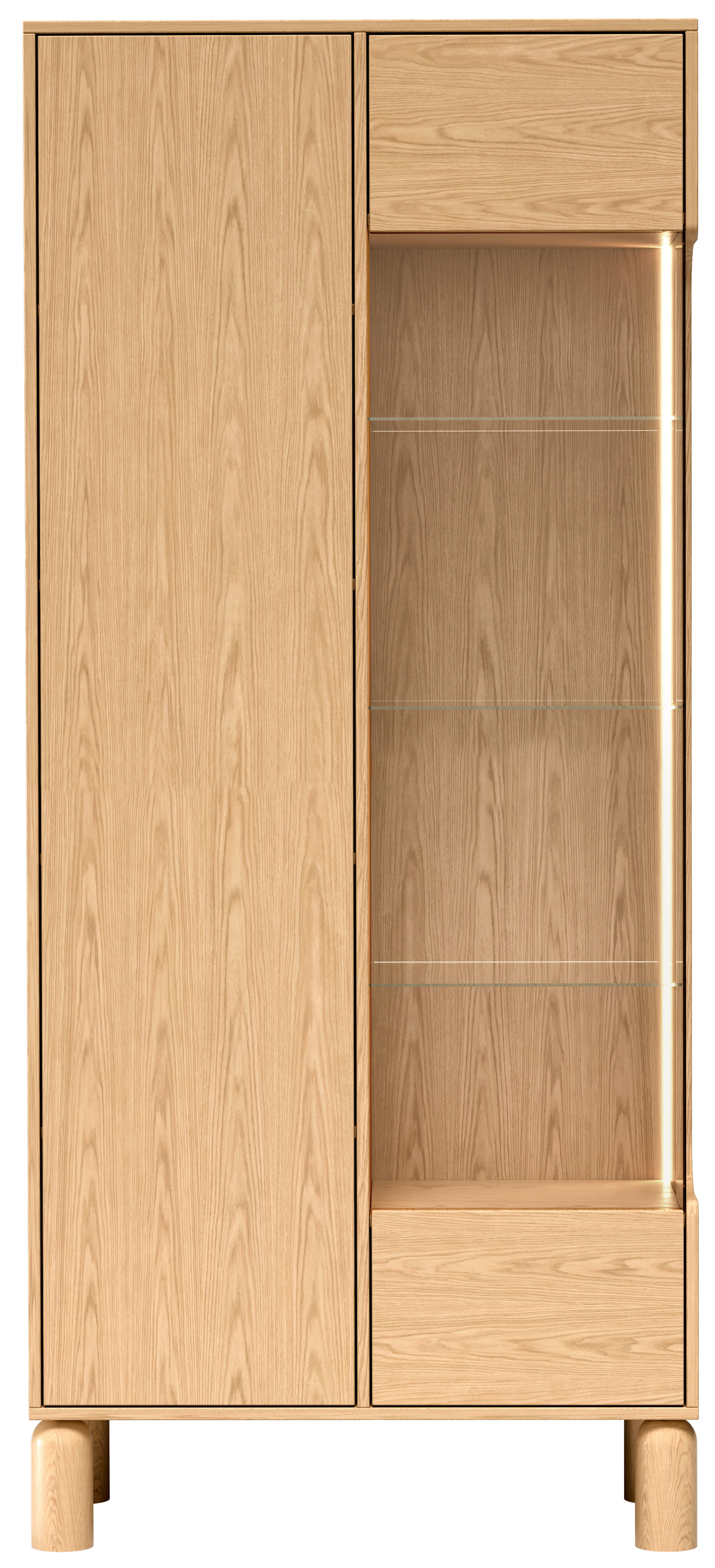 selsey-sanden-hohe-vitrine-zweit-rig-89-cm-eiche-bookmatch-mit-led-beleuchtung-1 image 7