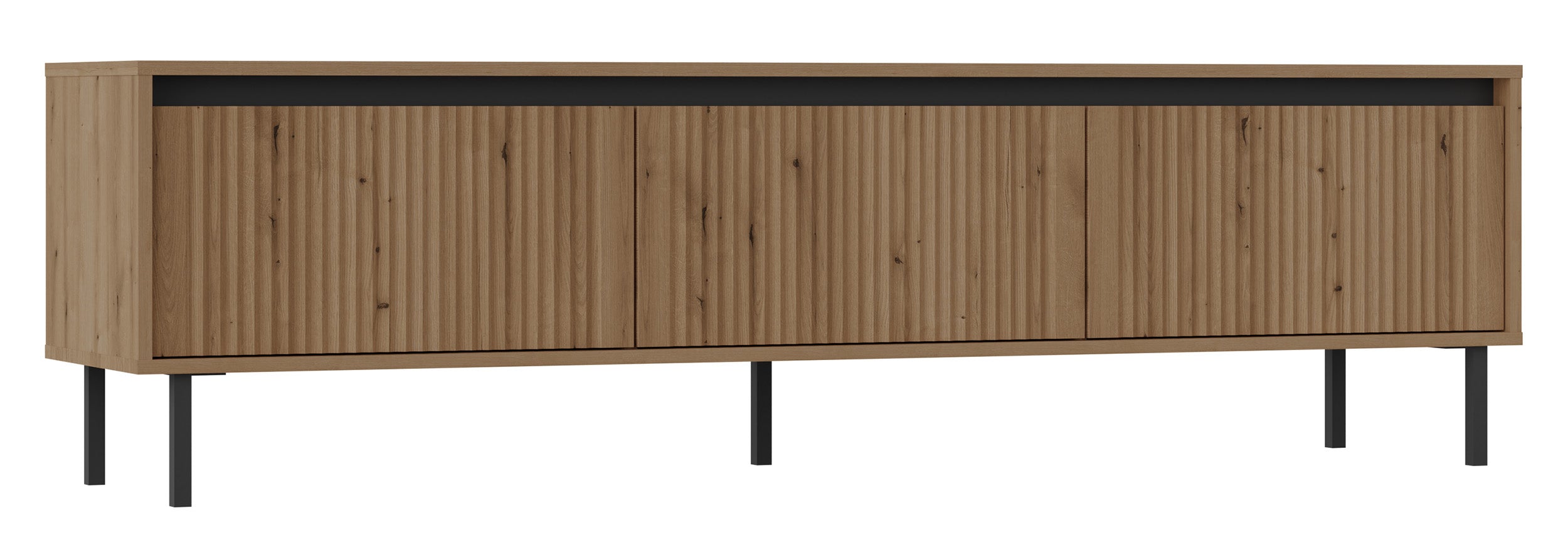 selsey-osaka-tv-schrank-3-schubladen-gerillte-fronten-179-cm-eiche-evoke-schwarz image 1
