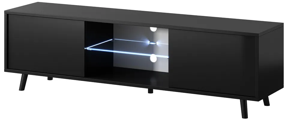 selsey-lefyr-tv-schrank-140-cm-matt-schwarz-hochglanz-schwarz image 1