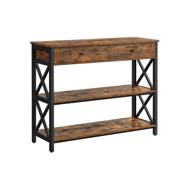 vasagle-konsolentisch-industriestil-mit-2-schubladen-100-x-33-x-80-cm image 1