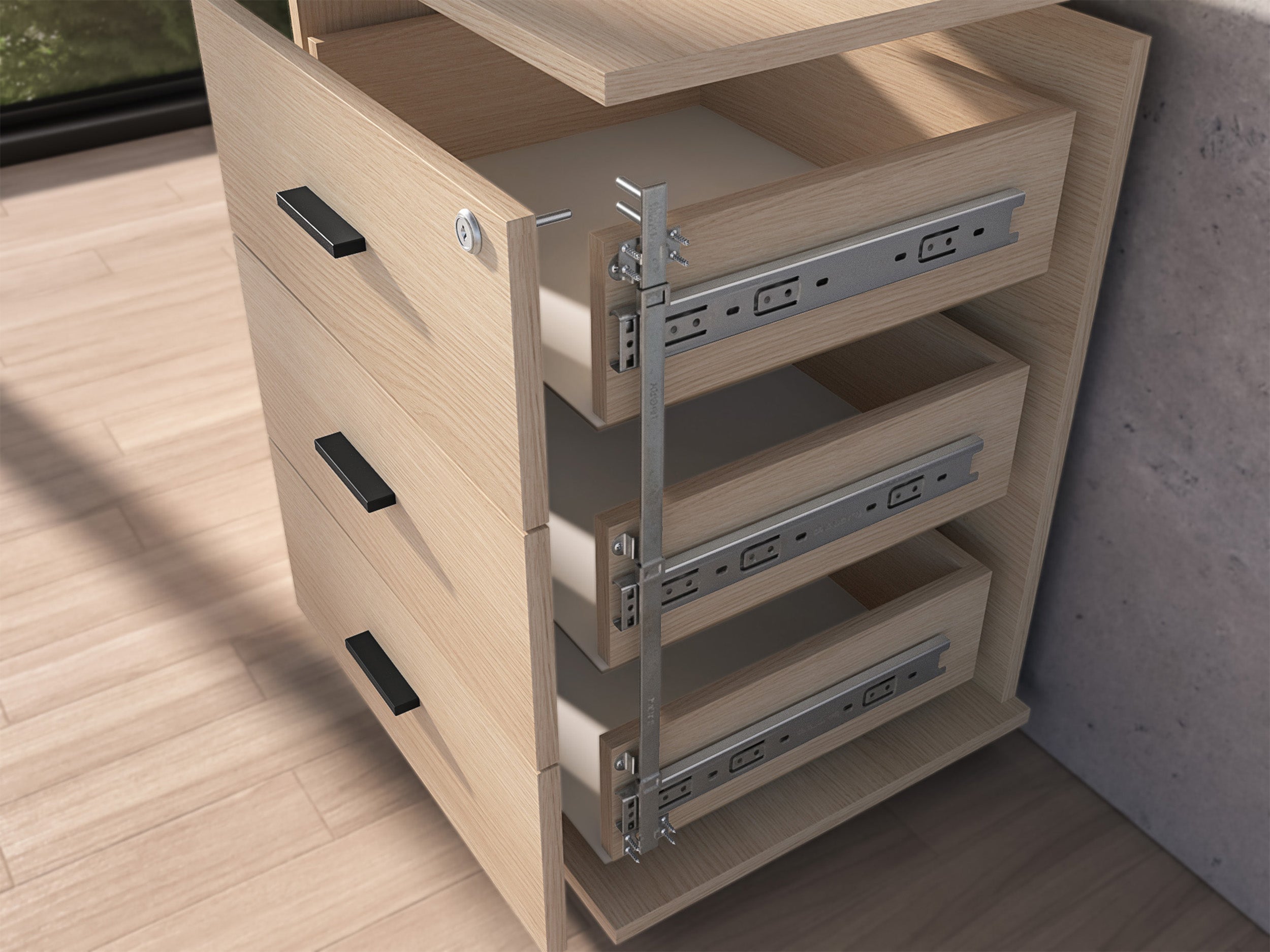 selsey-b-rocontainer-odelis-46-cm-mit-3-schubladen-auf-rollen-lindberg-eiche image 5
