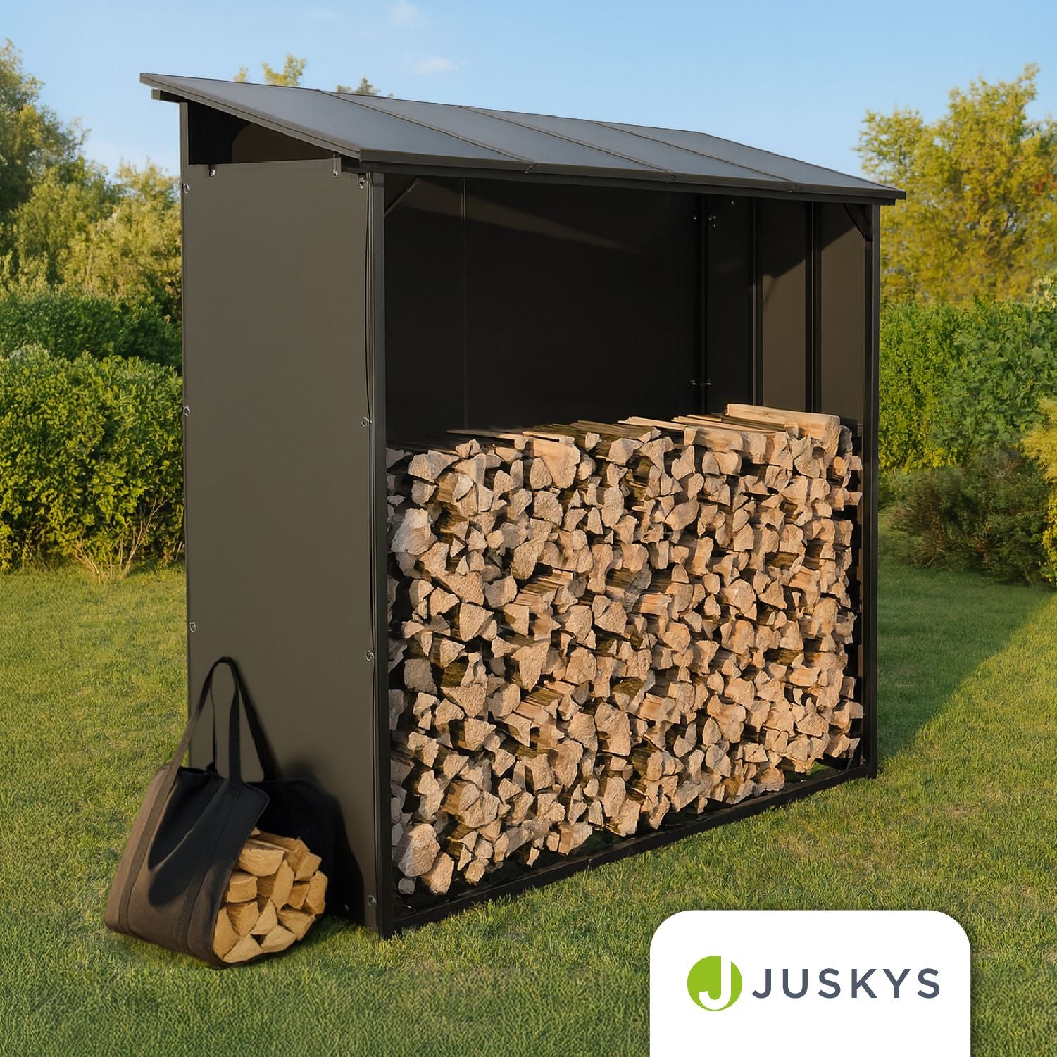 juskys-kaminholzregal-au-en-mit-dach-185-x-70-x-185-cm-2-40-m-metall image 7