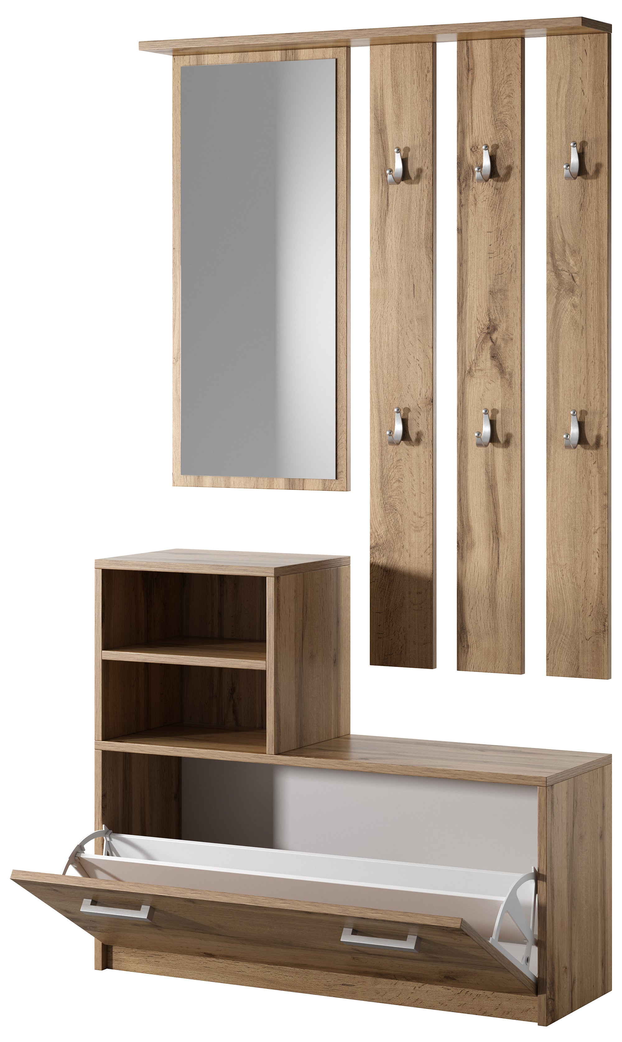 selsey-yesfir-flur-set-mit-spiegel-haken-und-schuhschrank-wotan-eiche image 7