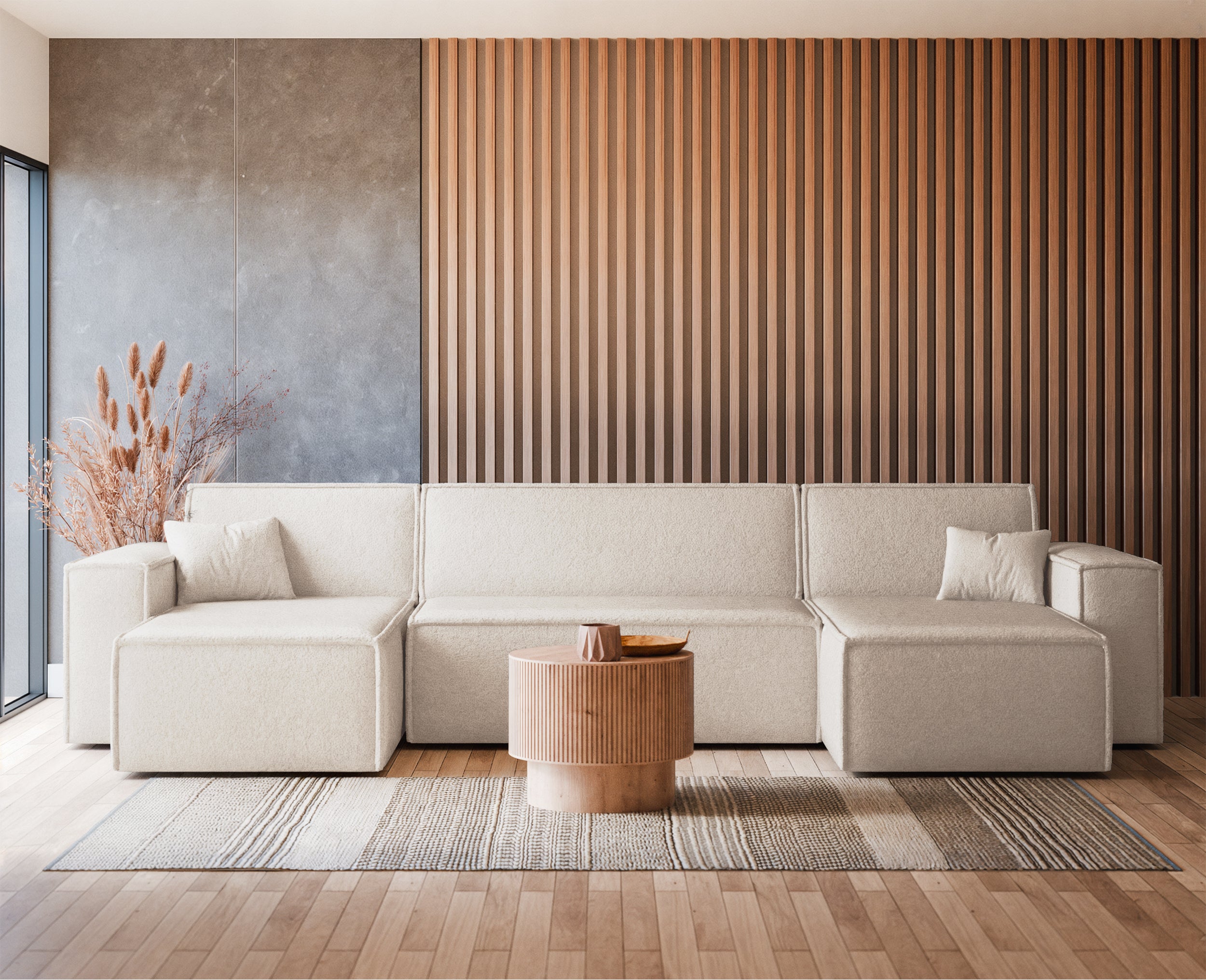 selsey-scarlo-u-ecksofa-mit-schlaffunktion-universell-creme-boucl-mit-stauraum image 2