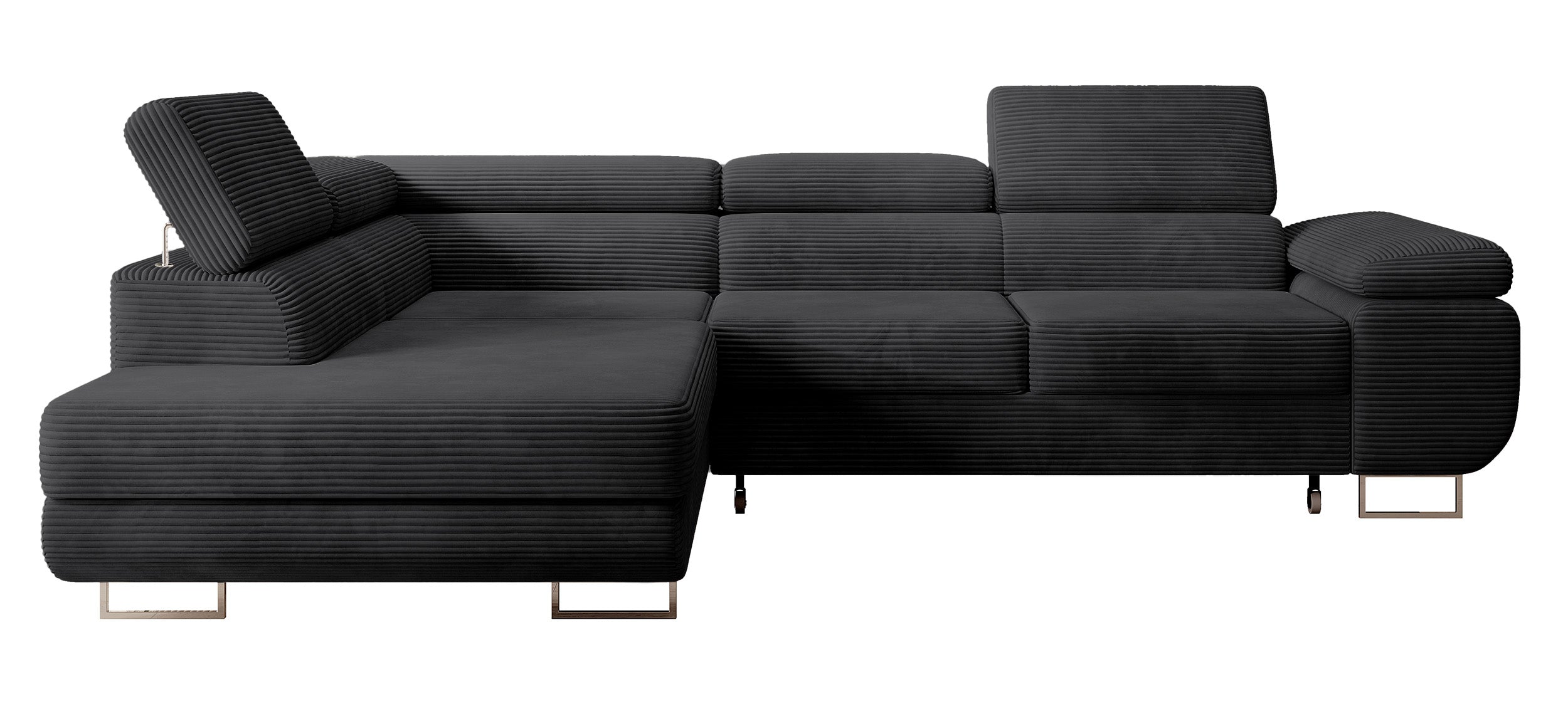 selsey-stevil-ecksofa-mit-schlaffunktion-l-form-links-schwarzer-cord-mit-staurau image 1