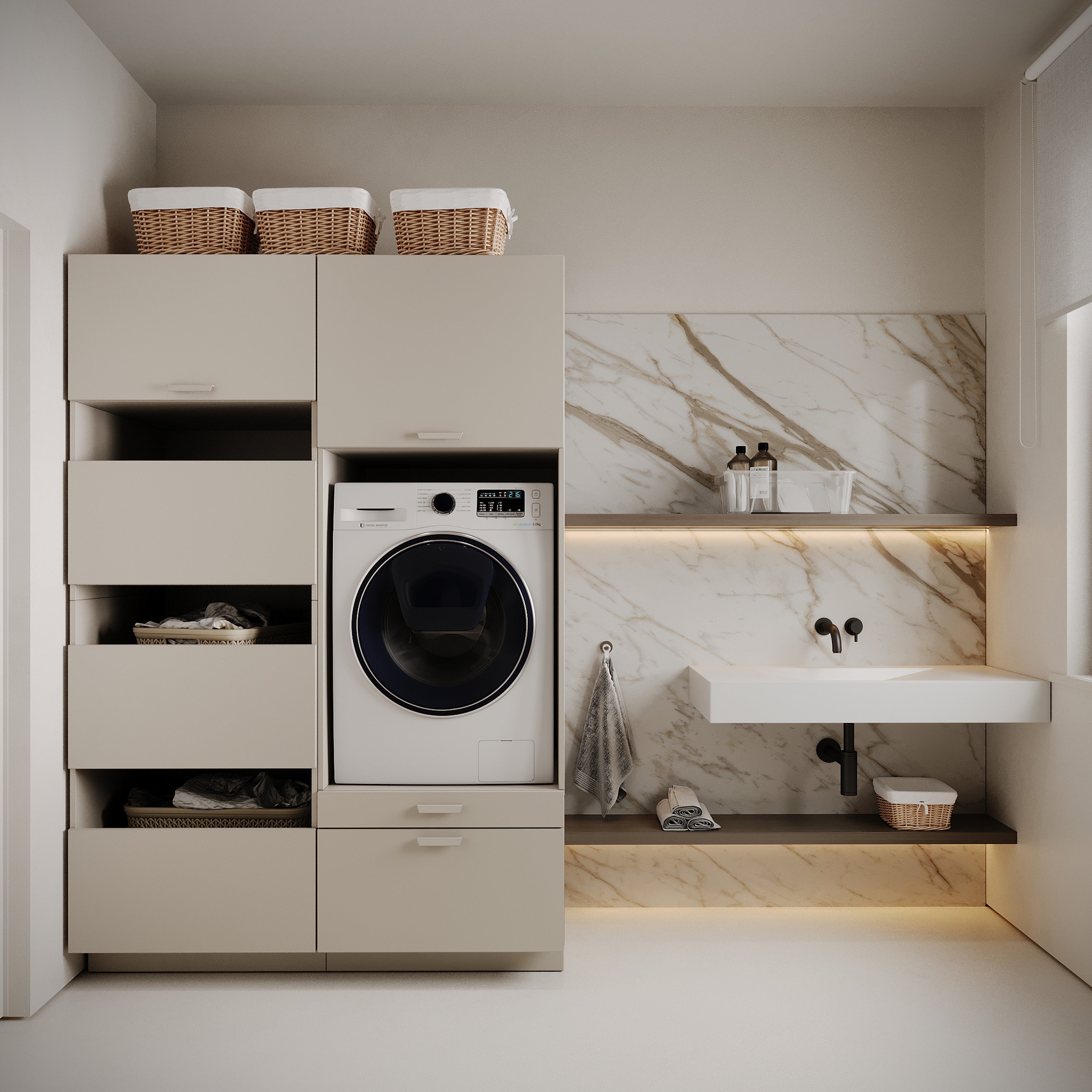 selsey-holv-waschmaschinenschrank-68-cm-kaschmir-mit-schublade-und-regal image 1