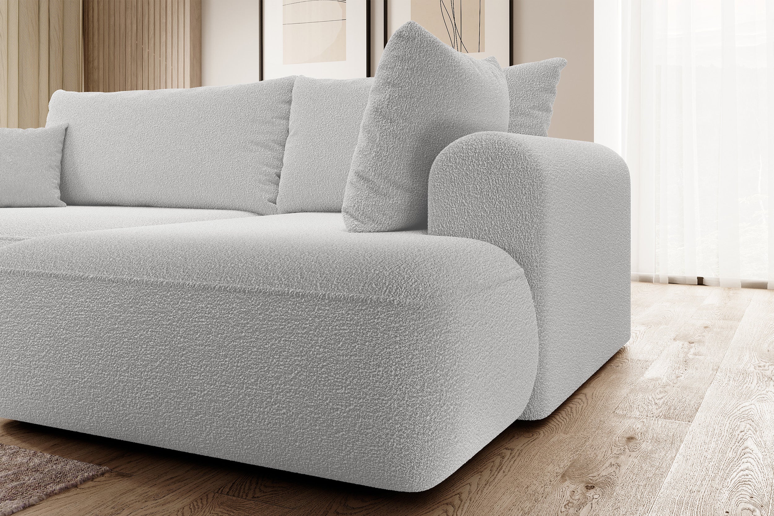 selsey-ovo-ecksofa-l-form-rechts-mit-schlaffunktion-und-stauraum-grauer-boucl image 3