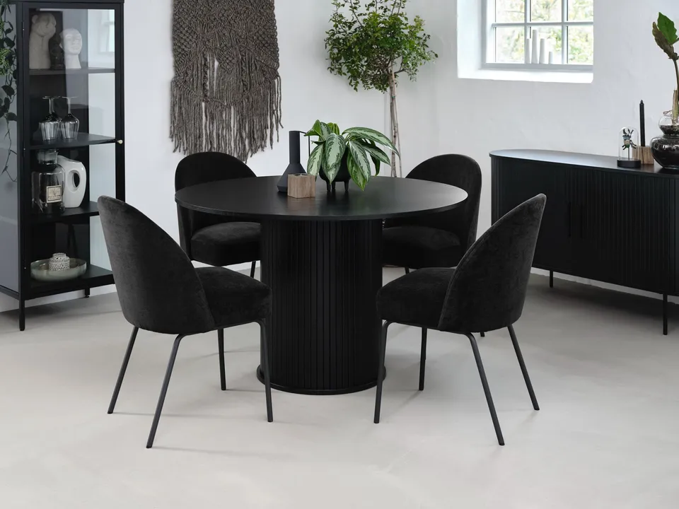 selsey-gativel-runder-esstisch-120-cm-lamellen-eiche-schwarz image 1