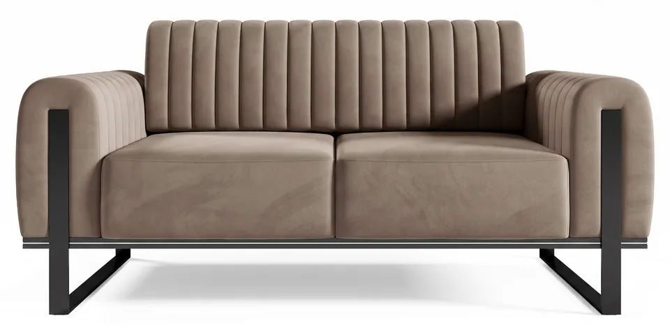 selsey-parissa-zweisitziges-sofa-beige-velours-schwarze-beine image 1
