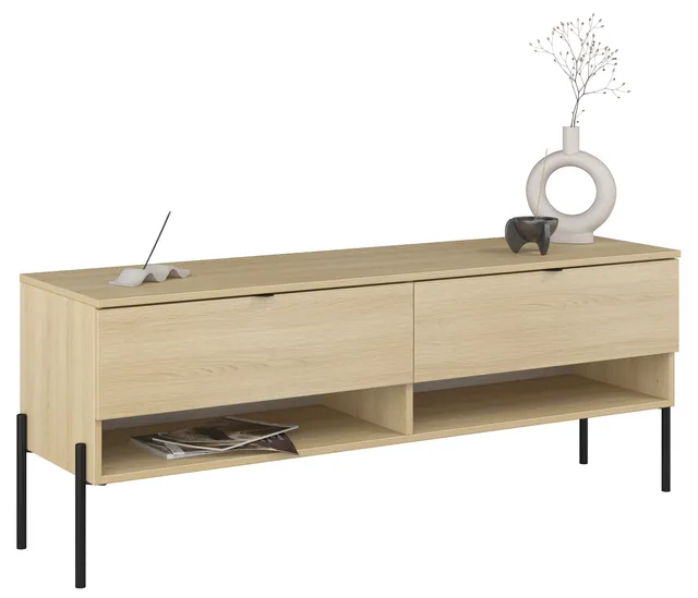 selsey-ore-tv-schrank-140-cm-mit-zwei-schubladen-lindberg-eiche image 1