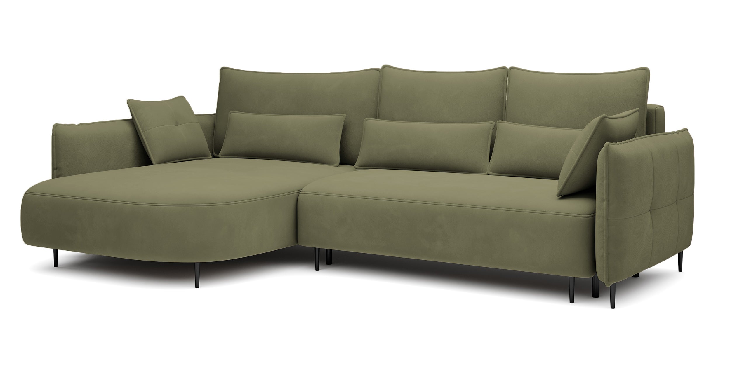 selsey-oblivio-ecksofa-l-links-mit-schlaffunktion-und-stauraum-olivgr-ner-samt-w image 1
