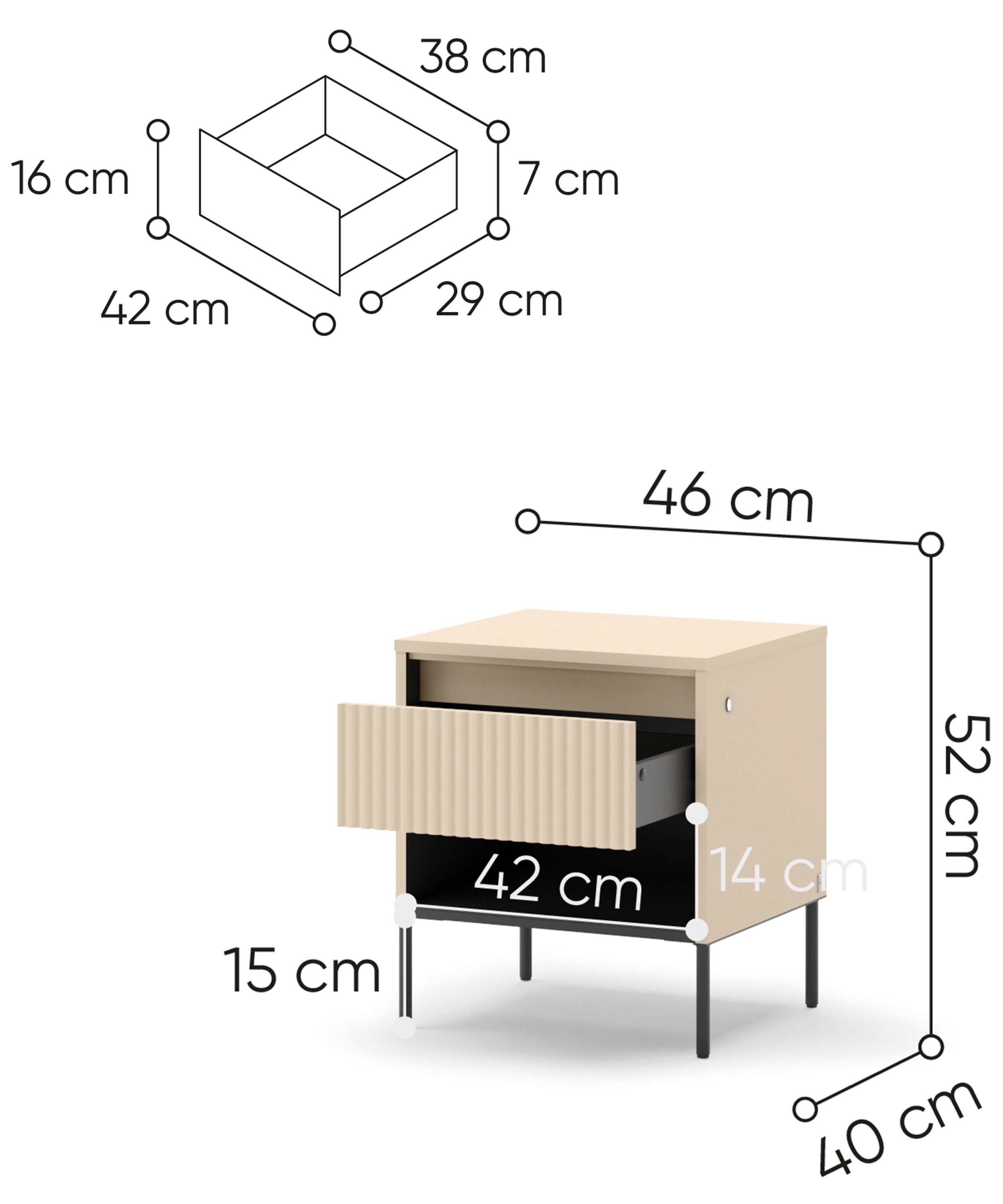 selsey-trend-nachttisch-46-cm-sandbeige-schwarz-gerillt-mit-schublade-beleuchtun image 8