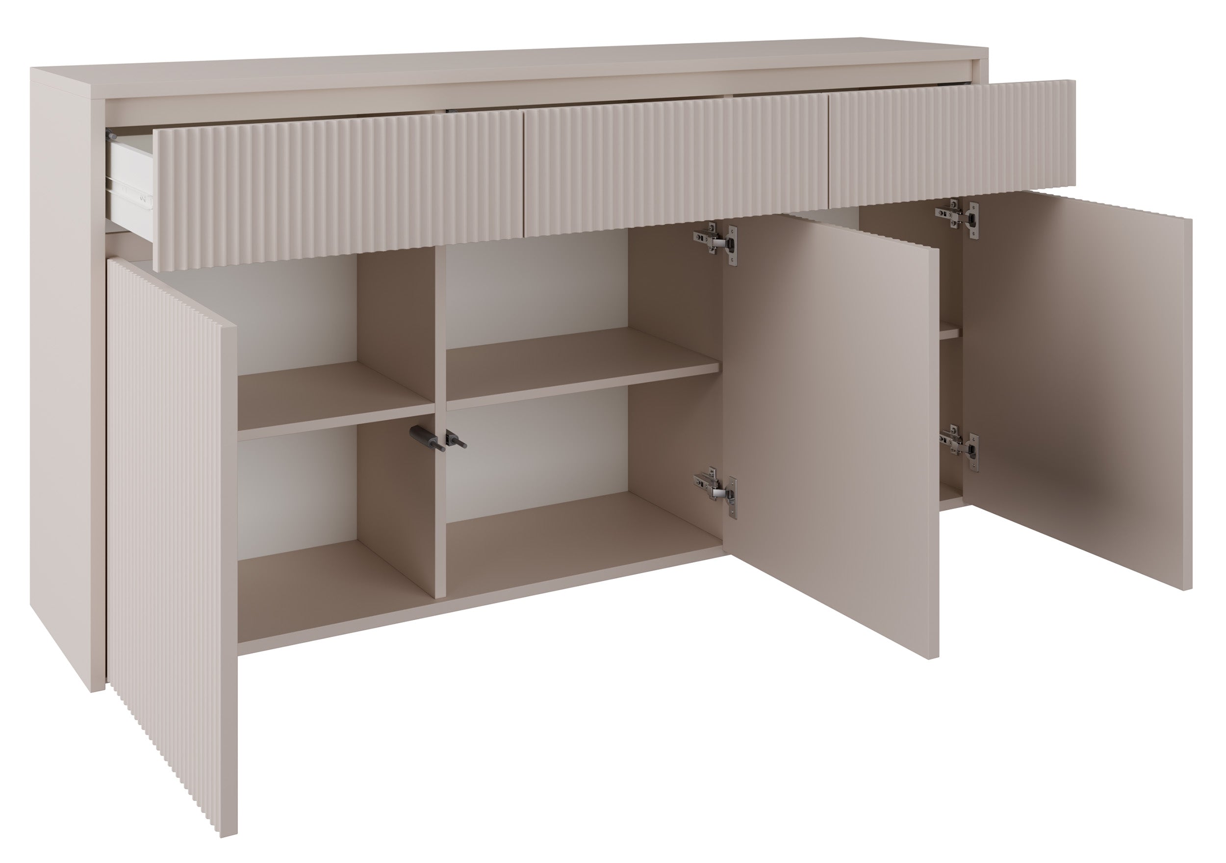 selsey-vemmi-dreht-r-kommode-155-cm-mit-3-schubladen-geriffelte-kaschmir-front image 3