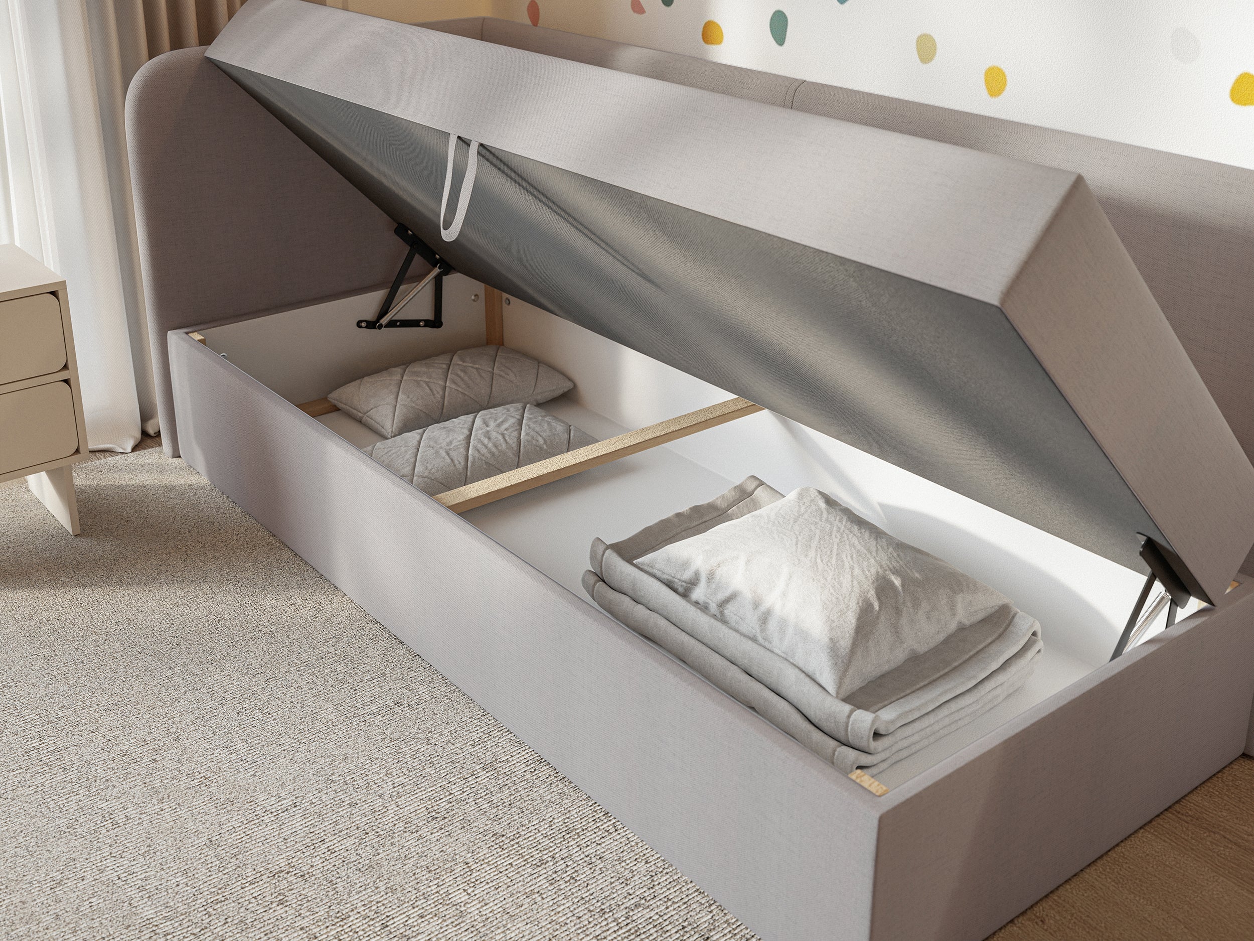 selsey-calmmo-jugendbett-90x200-cm-linksseitig-mit-stauraum-dunkelbeige-chenille image 3