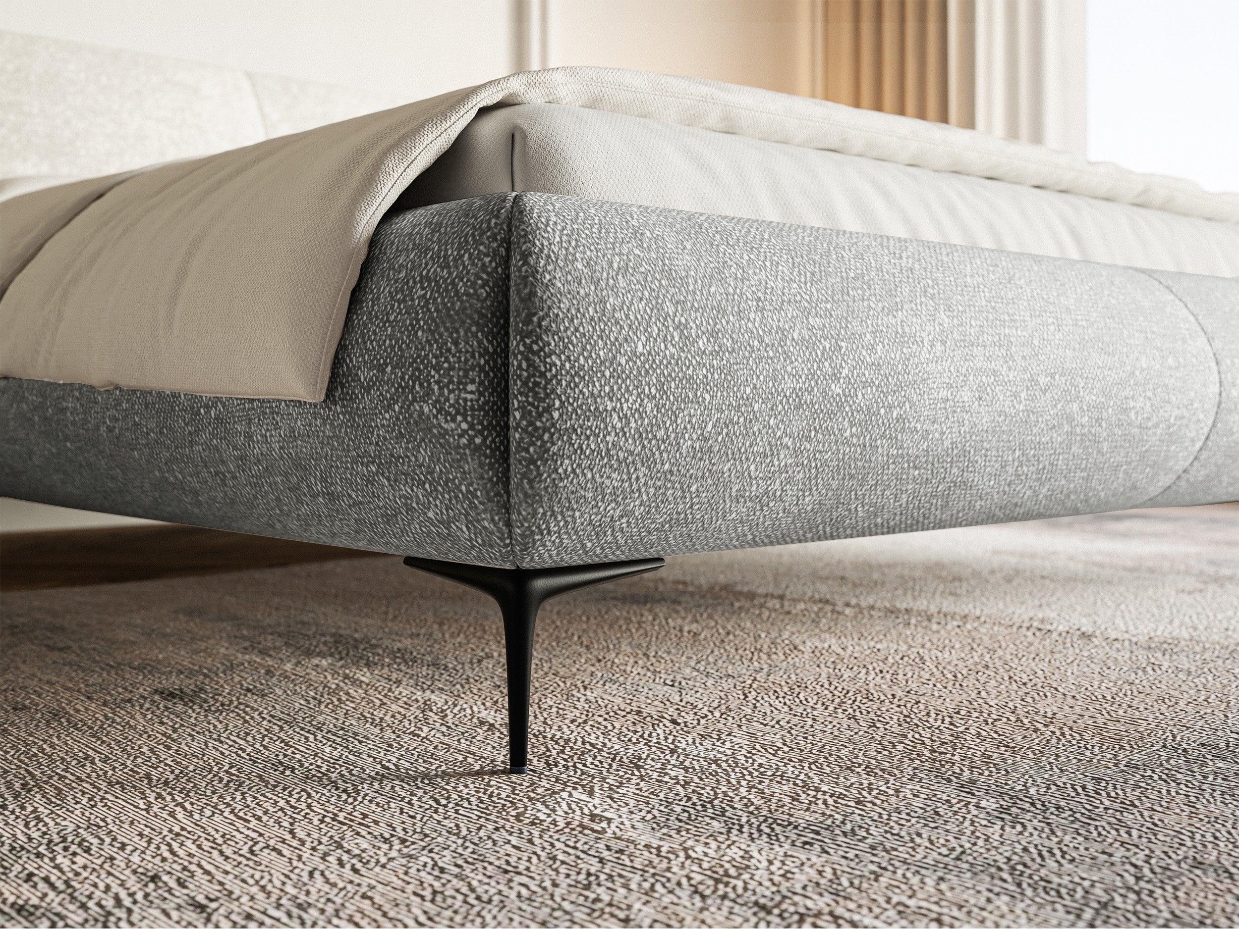selsey-bett-ovalle-160x200-cm-grau-chenille-stauraum-metallrahmen-schwarze-beine image 4