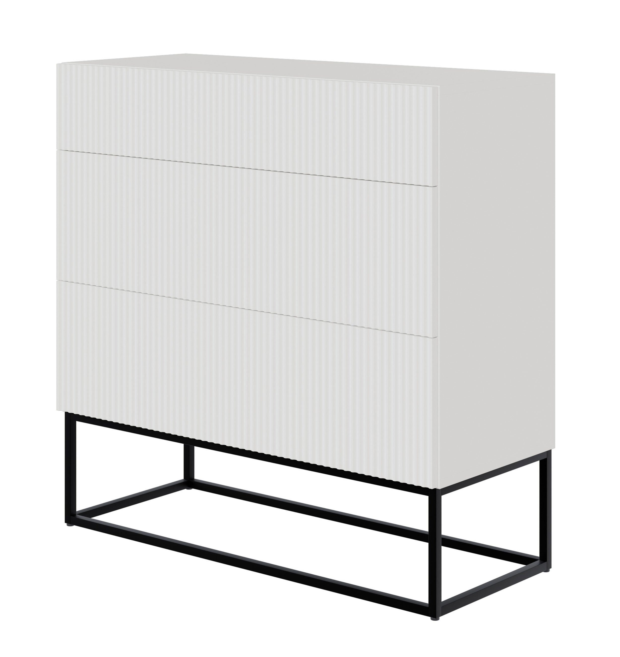 selsey-veldio-kommode-90-cm-mit-3-schubladen-und-gefr-ster-front-wei-mit-schwarz image 3