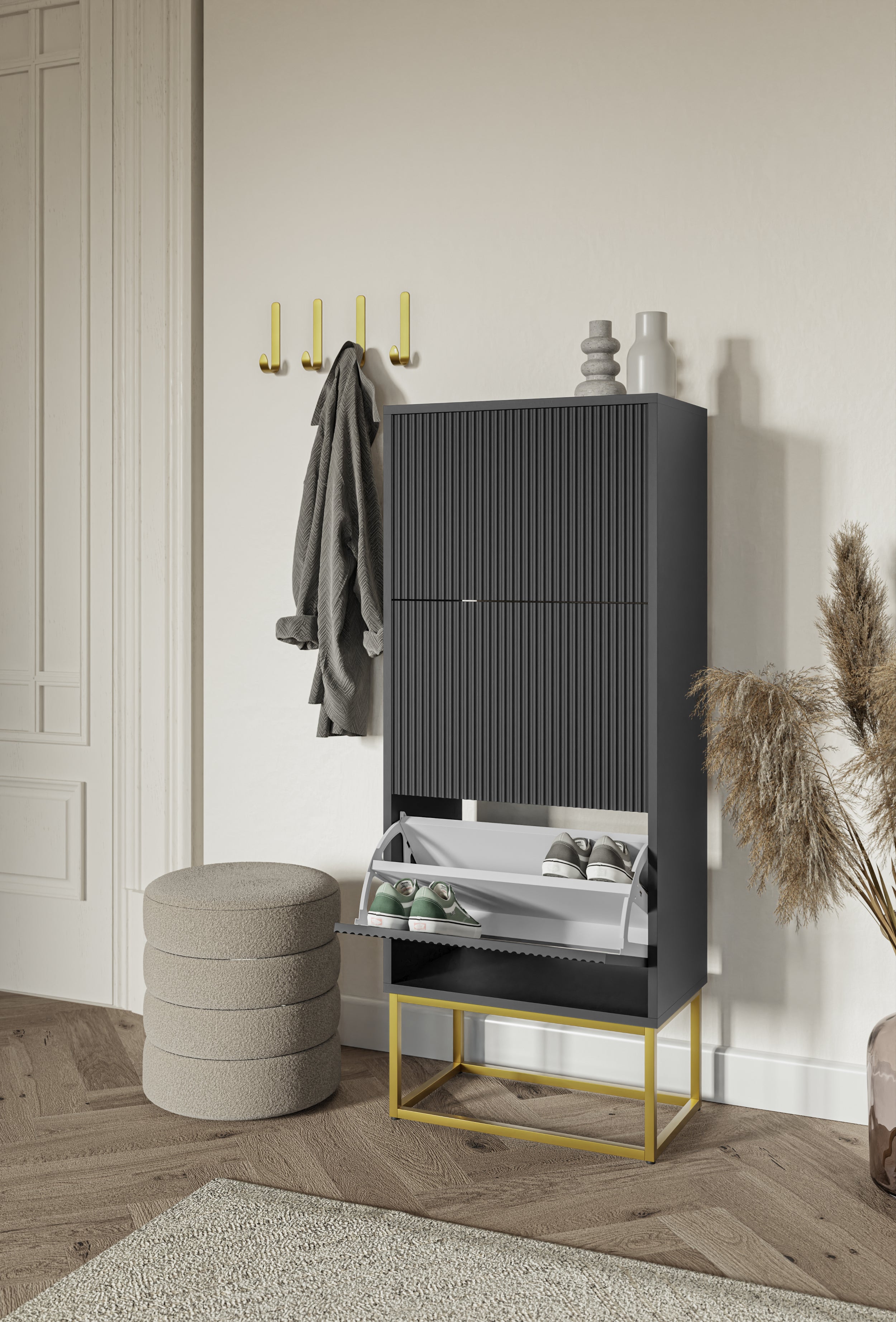 selsey-veldio-schuhschrank-mit-3-f-chern-50-cm-schwarz-mit-goldenen-beinen image 4